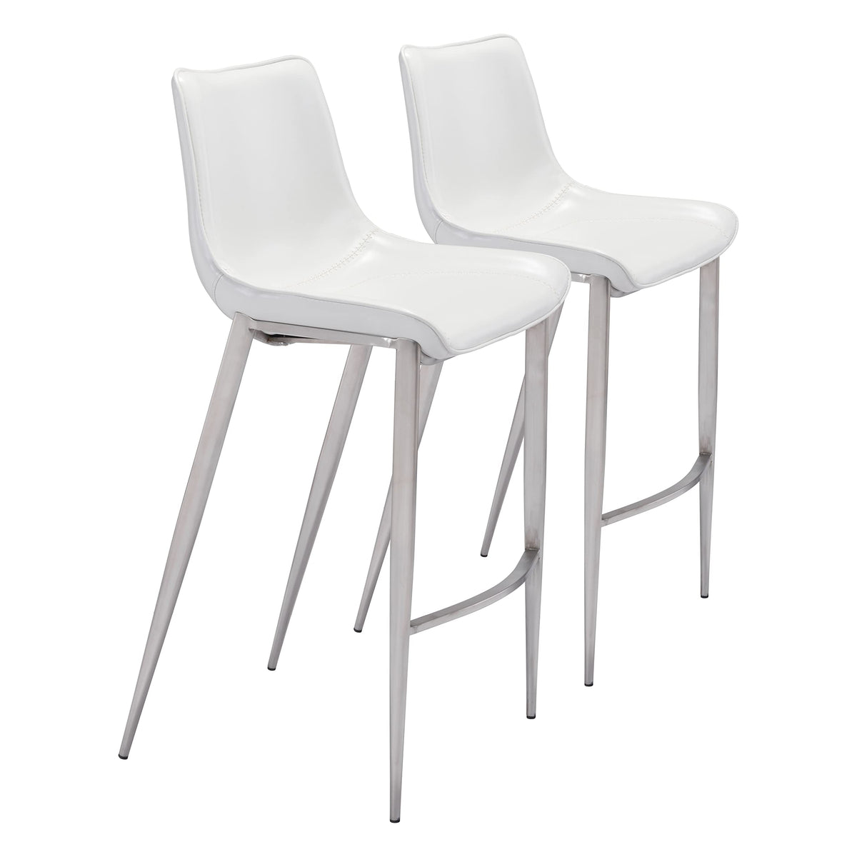 Zuo Magnus Barstool (Set Of 2) White & Silver