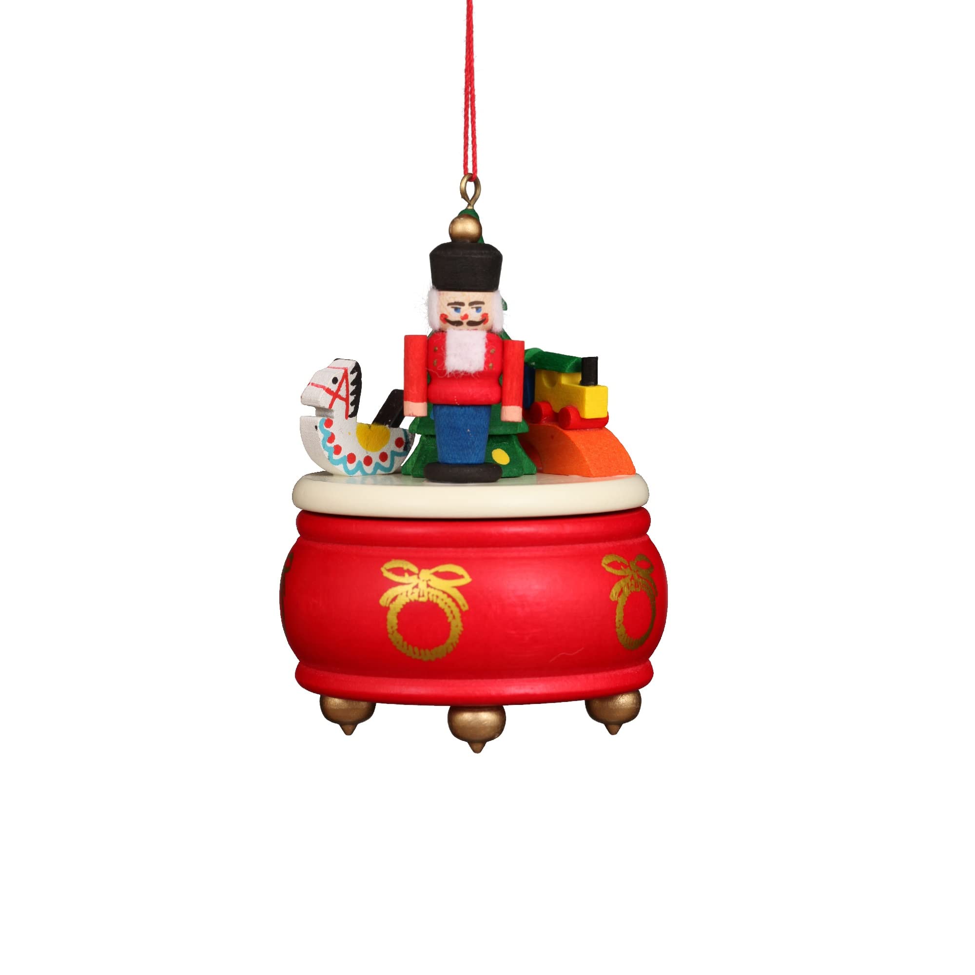 Christian Ulbricht Ornament - Red Music Box With Nutcracker