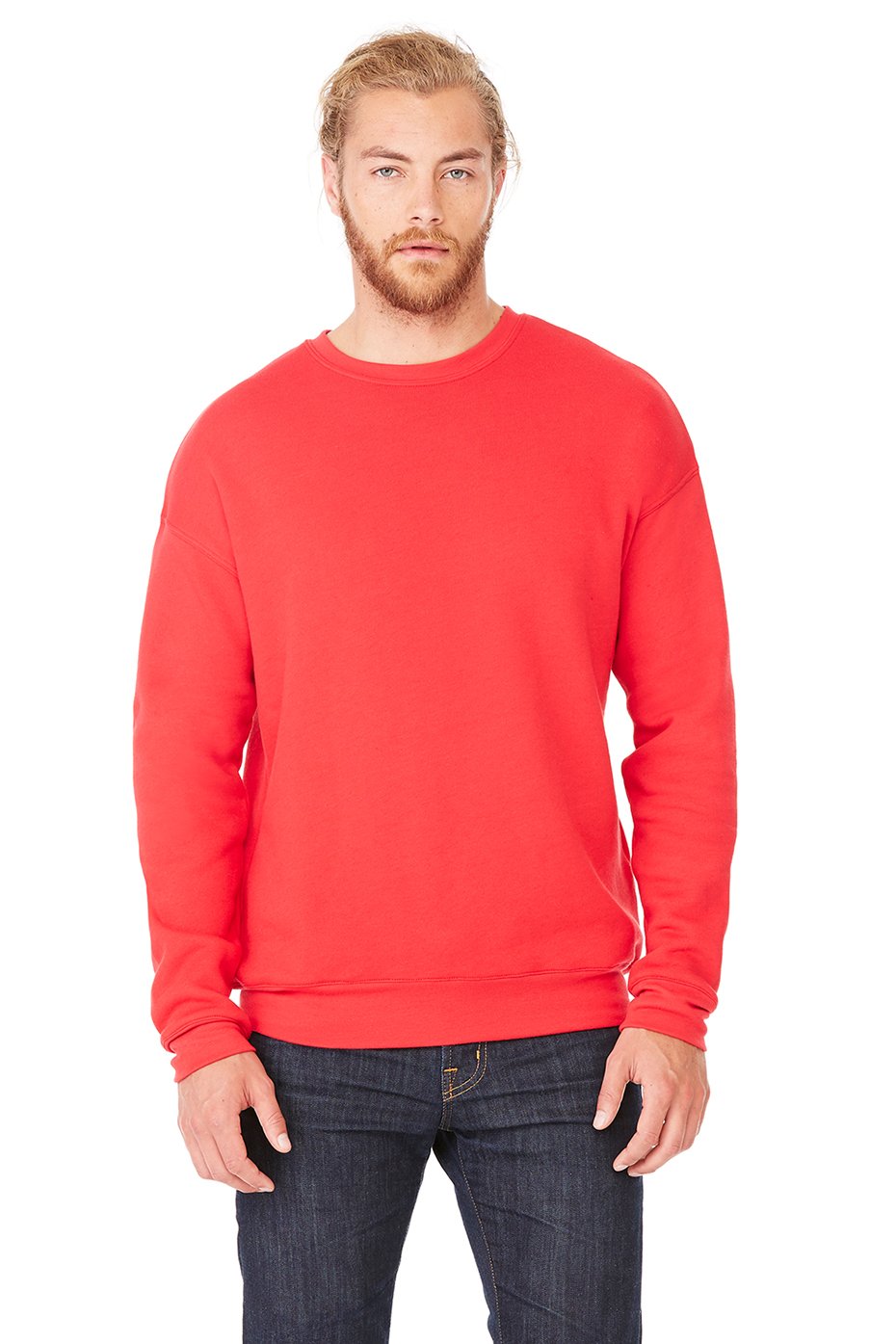 BELLA + CANVAS Unisex Sponge Fleece Drop Shoulder Crewneck Sweatshirt - Red, M