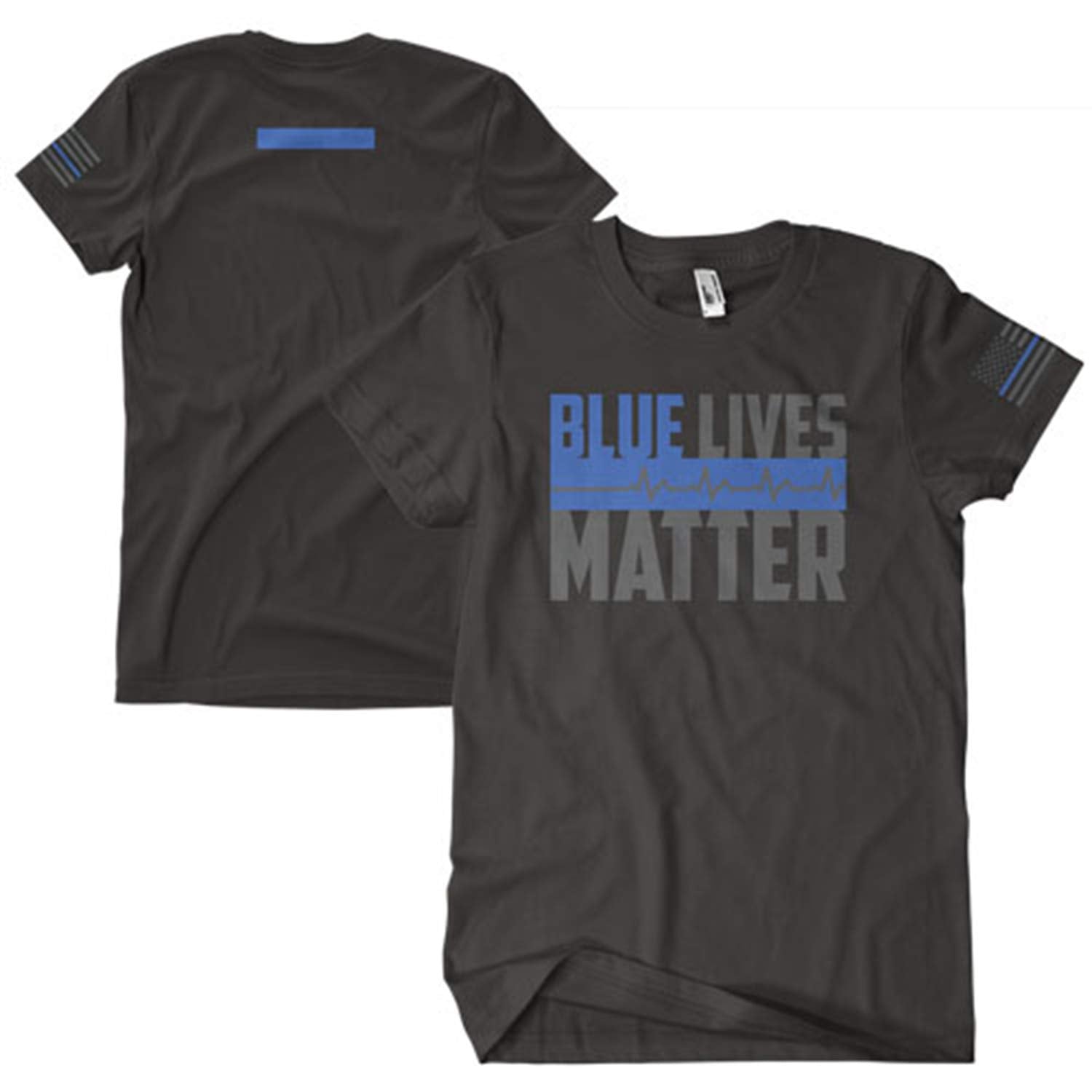 Blue Lives Matter Mens T-Shirt Black 2-Sided - Large