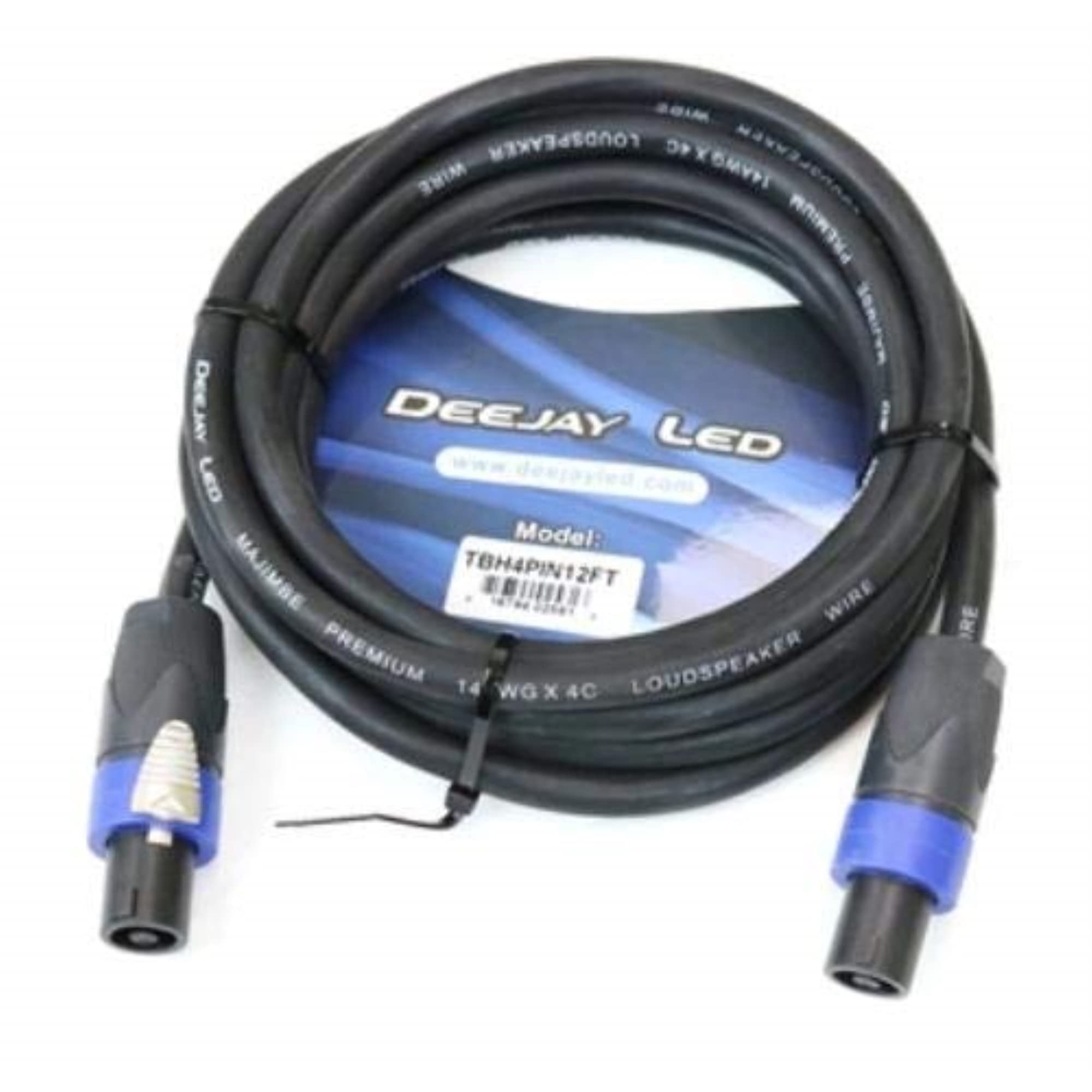 12 Foot Length SPEAKON 4-Connector to SPEAKON 4-Connector Audio Cable