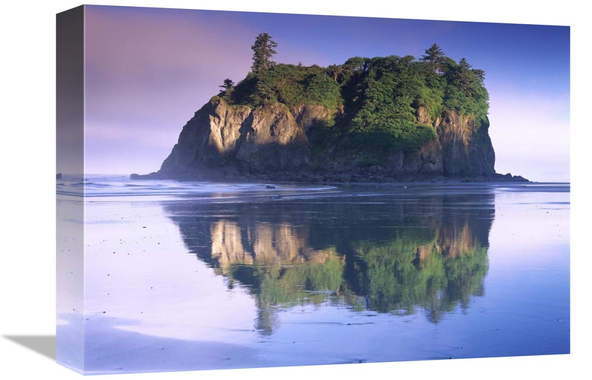 Abbey Island looms over Ruby Beach, Olympic National Park, Washington-Canvas Art-16x12”