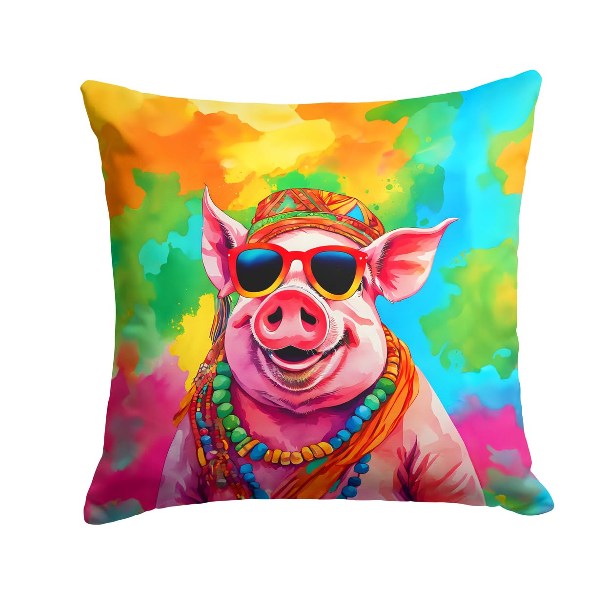Hippie Animal Pig Throw Pillow