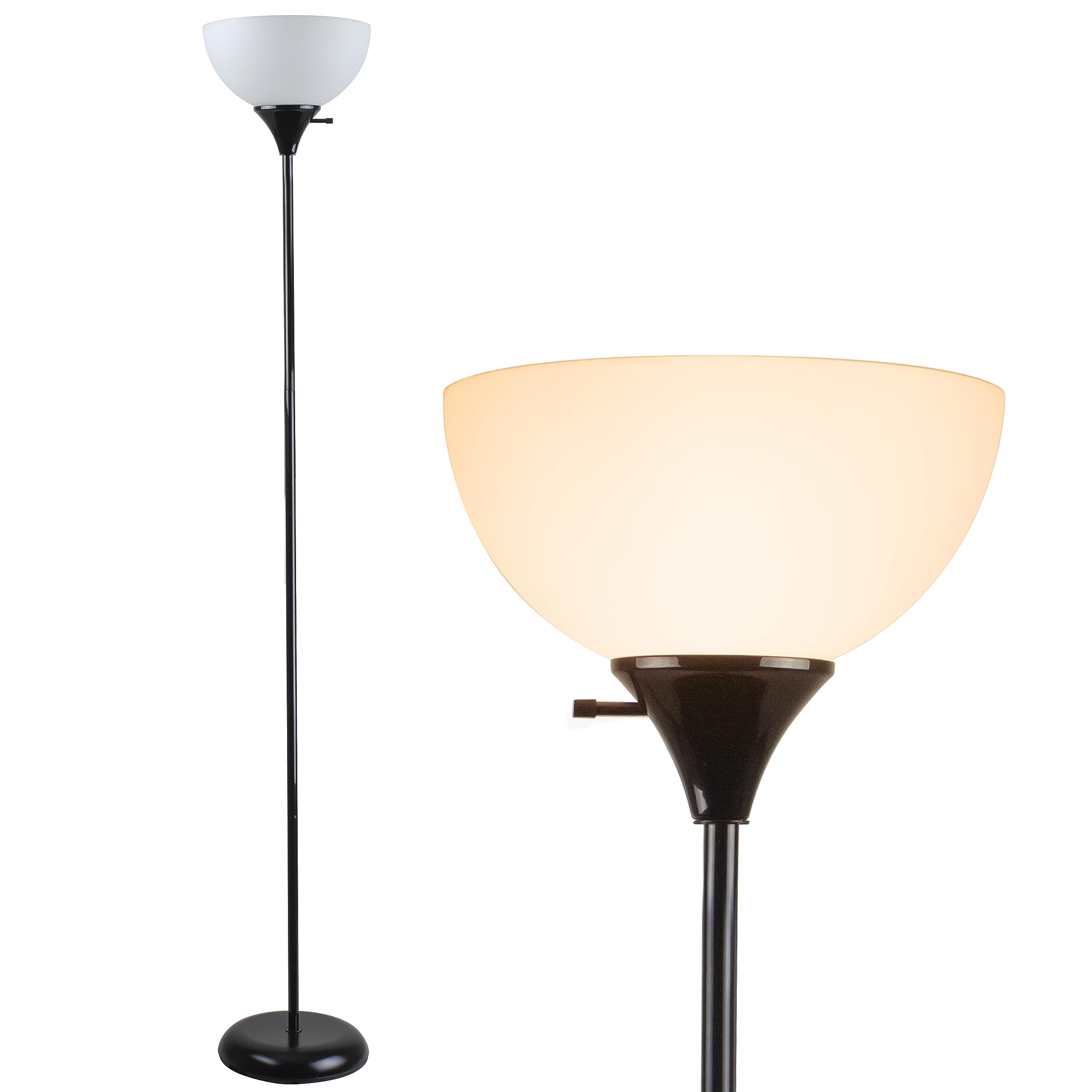Newhouse Lighting Nhfl-Ch-Bk Charles 71-Inch Modern Standing, Torchiere Floor Lamp For Bedrooms, Living Room | Durable Floor Lam