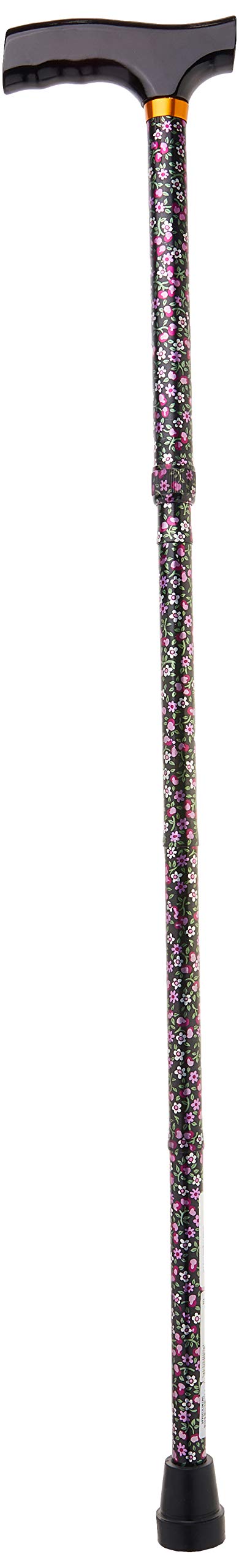 Drive Medical Lightweight Adjustable Folding Cane with T Handle, Black Floral