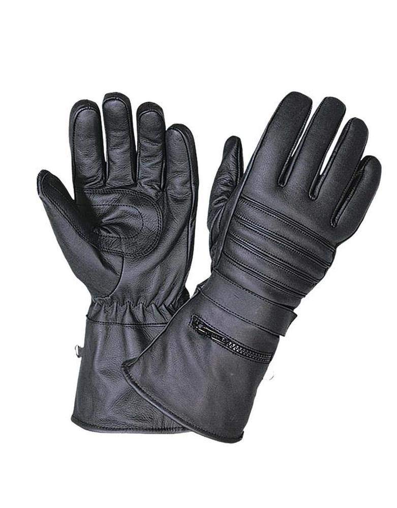 Mens Motorcycle Gauntlet Gloves with Rain Cover,Black,Size - Small