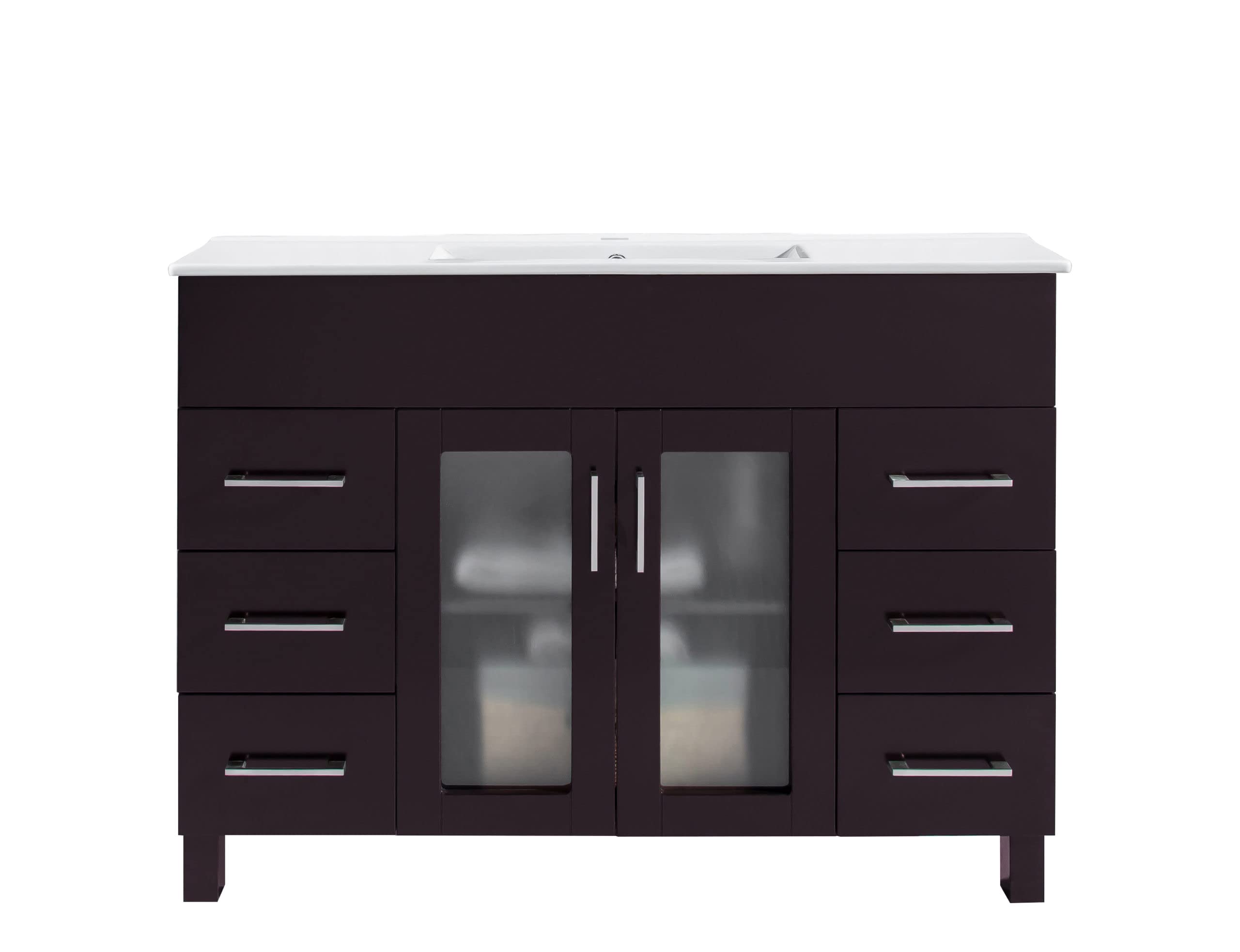 Nova 48 - Brown Cabinet + Ceramic Basin Countertop
