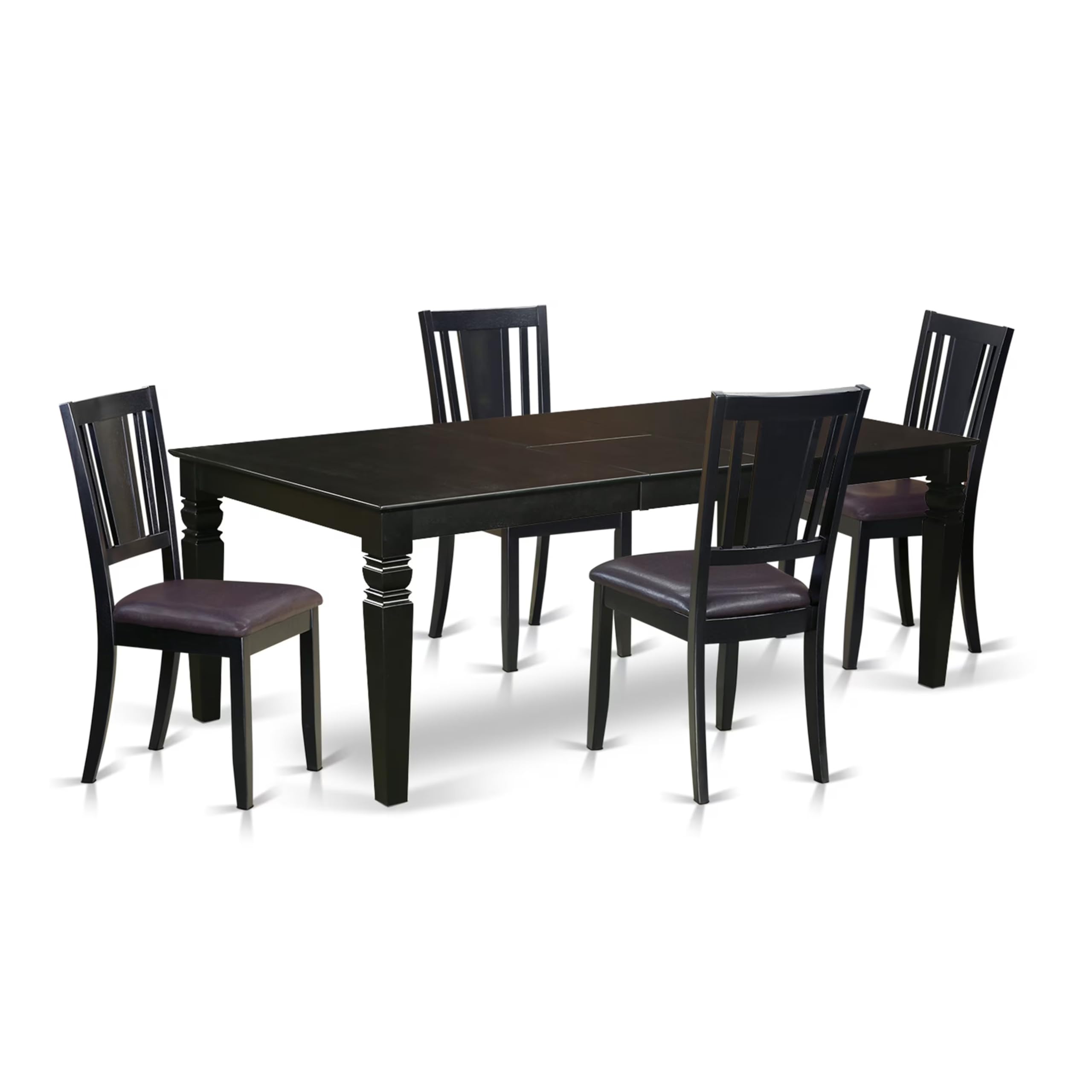 5  Pc  Dining  set  with  a  Dining  Table  and  4  Leather  Dining  Chairs  in  Black