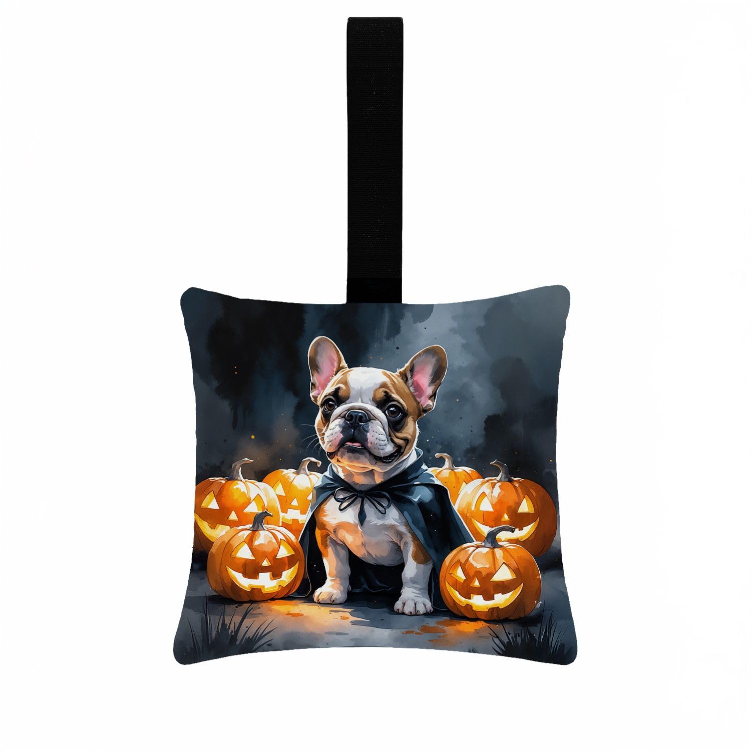Carolines Treasures French Bulldog Puppy Halloween Mini Hanging Pillow Ornament 3.5  3.5 Decorative Door-Knob & Tree Hanger, Soft Fabric Cushion