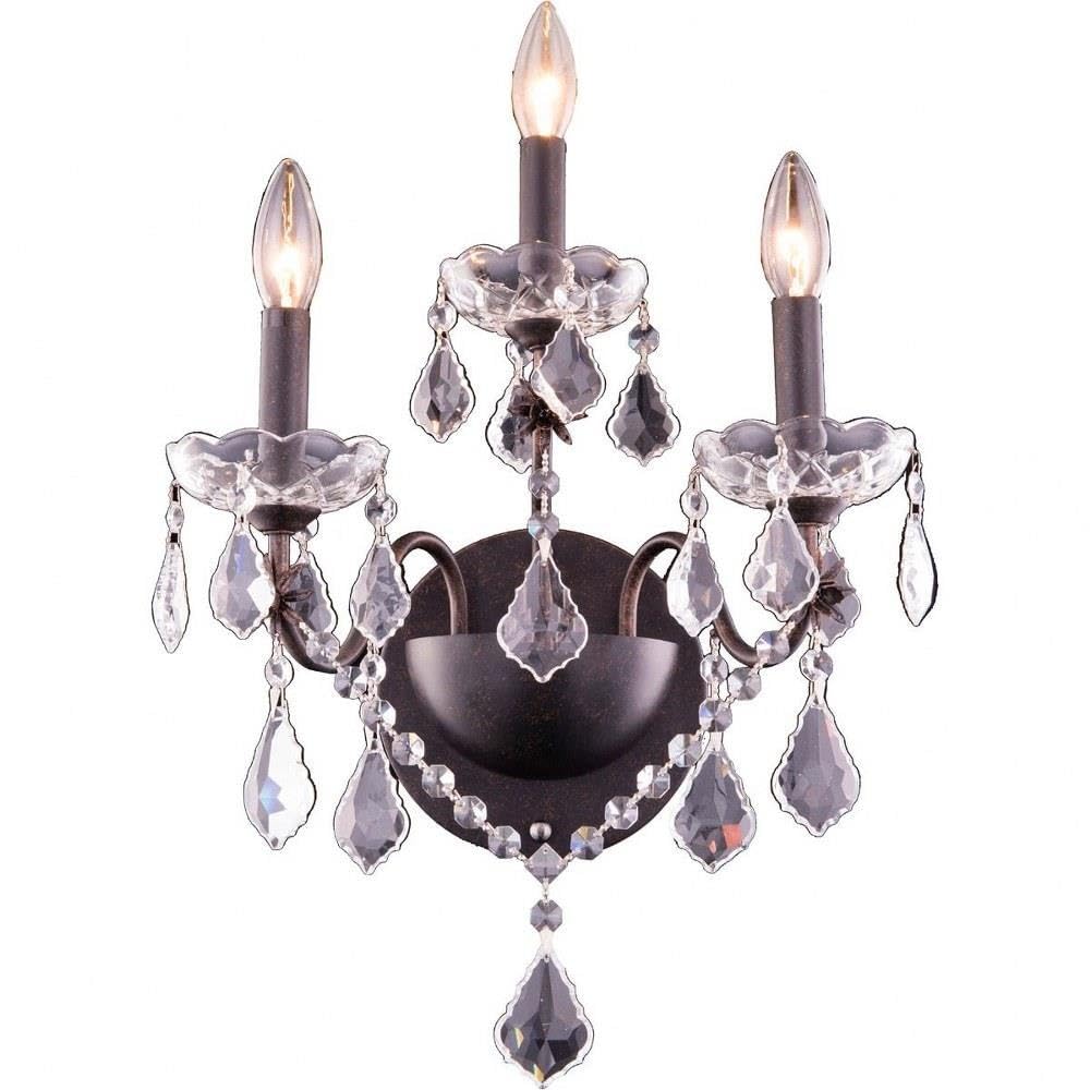 St. Francis 3 light Dark Bronze Wall Sconce Clear Royal Cut Crystal