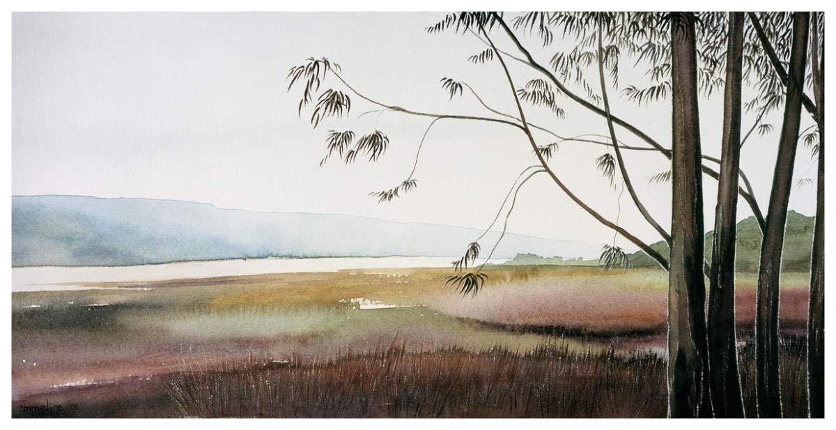 Bolinas Lagoon Fog -Paper Art-74x38”