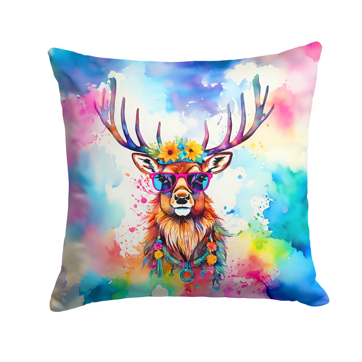 Hippie Animal Stag Deer Throw Pillow