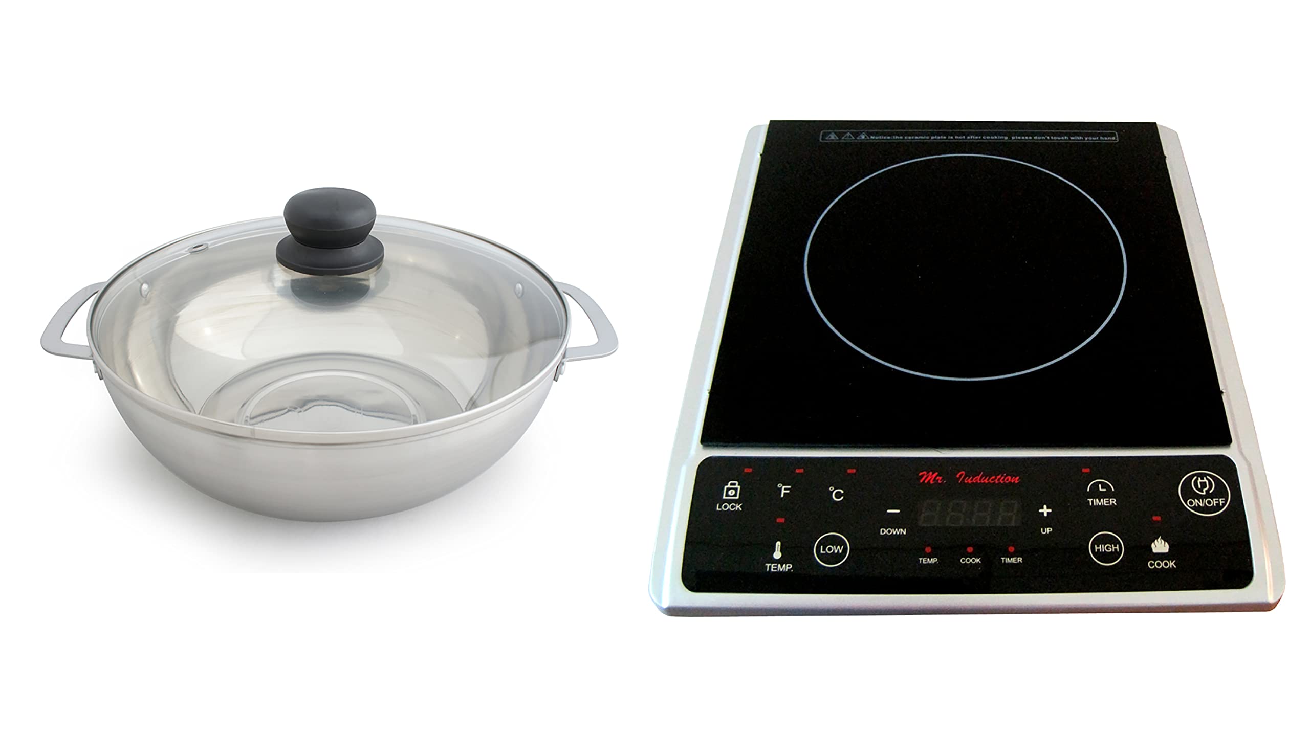 Mr. Induction Spt Sr-964Ts-42Ba: Combination Of 1300W Induction Cooktop + Stainless Steel Pot, Black