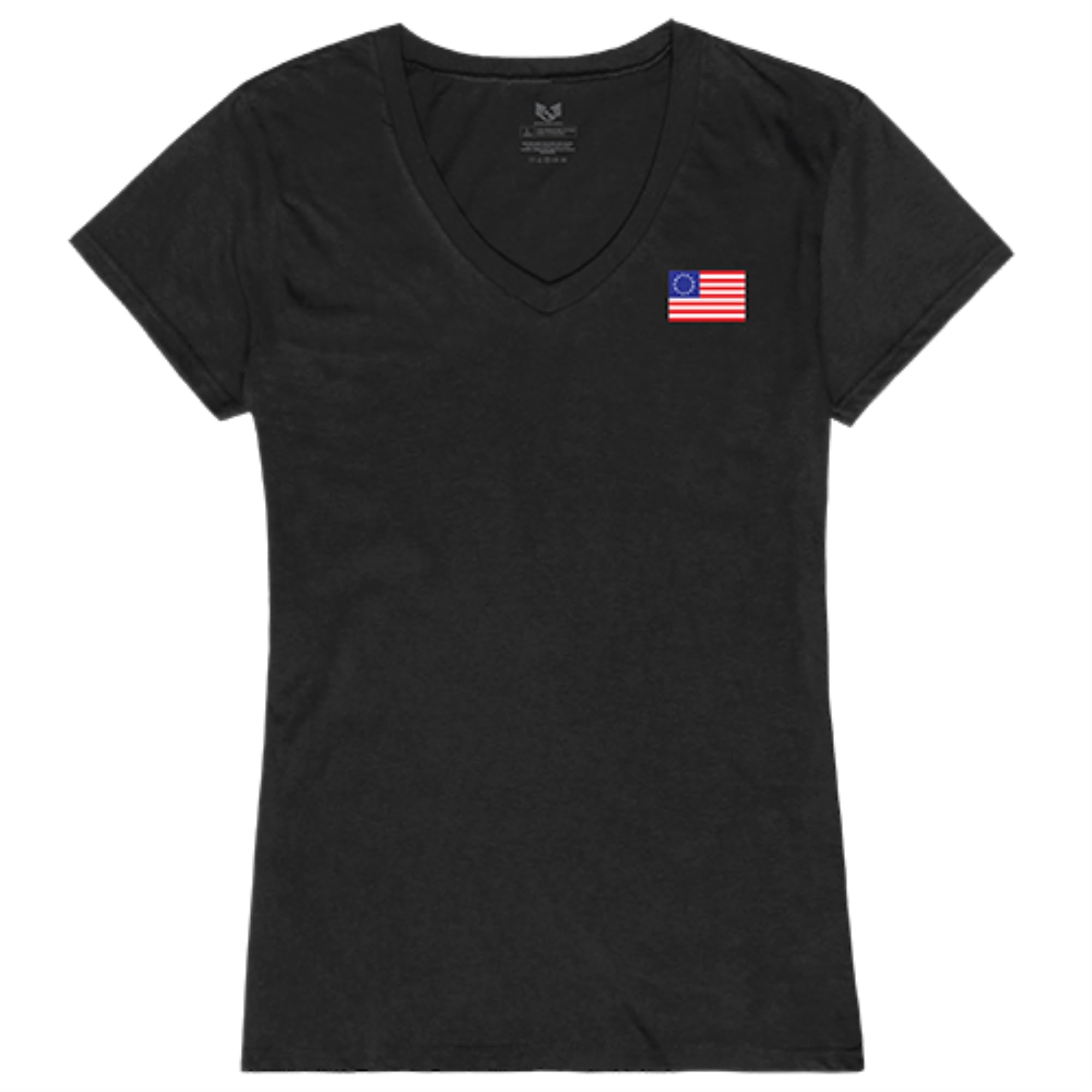 Graphic V-Neck, Betsy Ross 1, Black, 2X