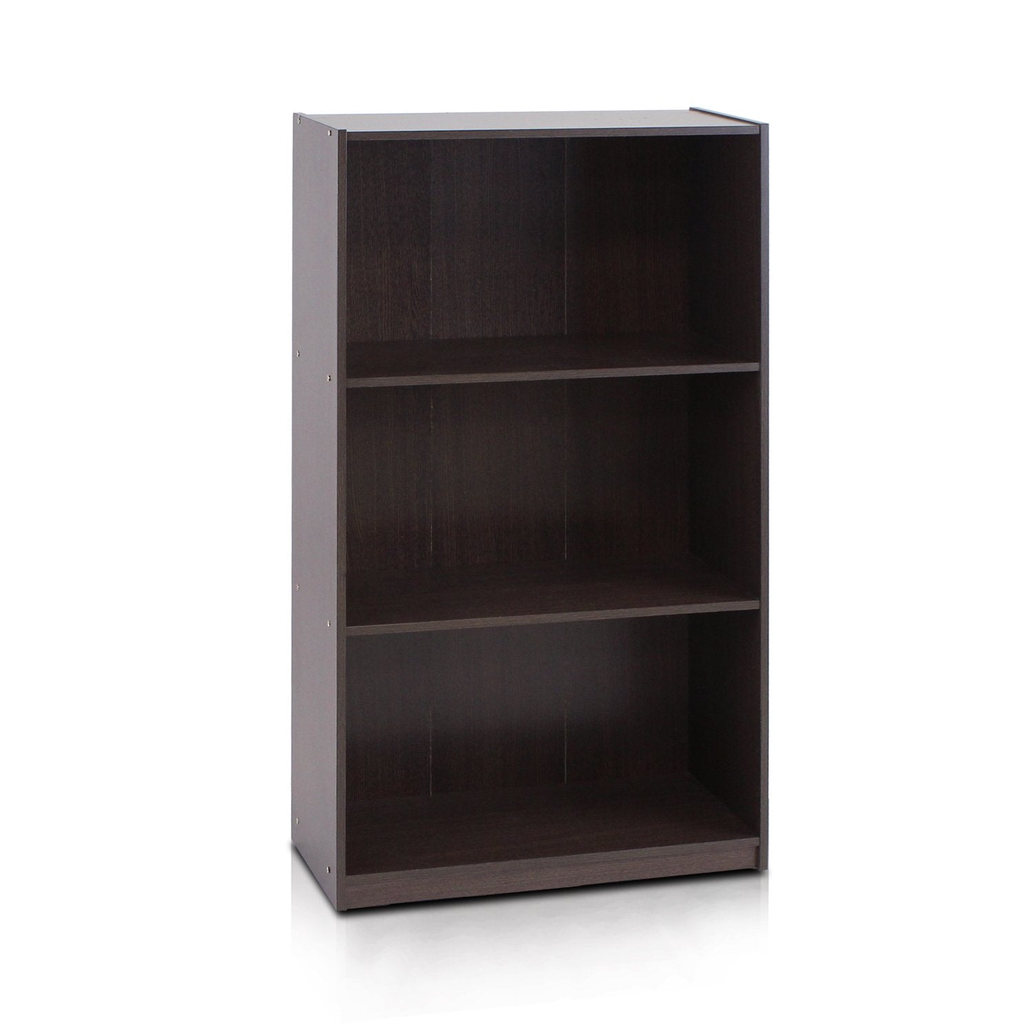 Furinno 99736DBR Basic 3-Tier Bookcase Storage Shelves,Dark Brown