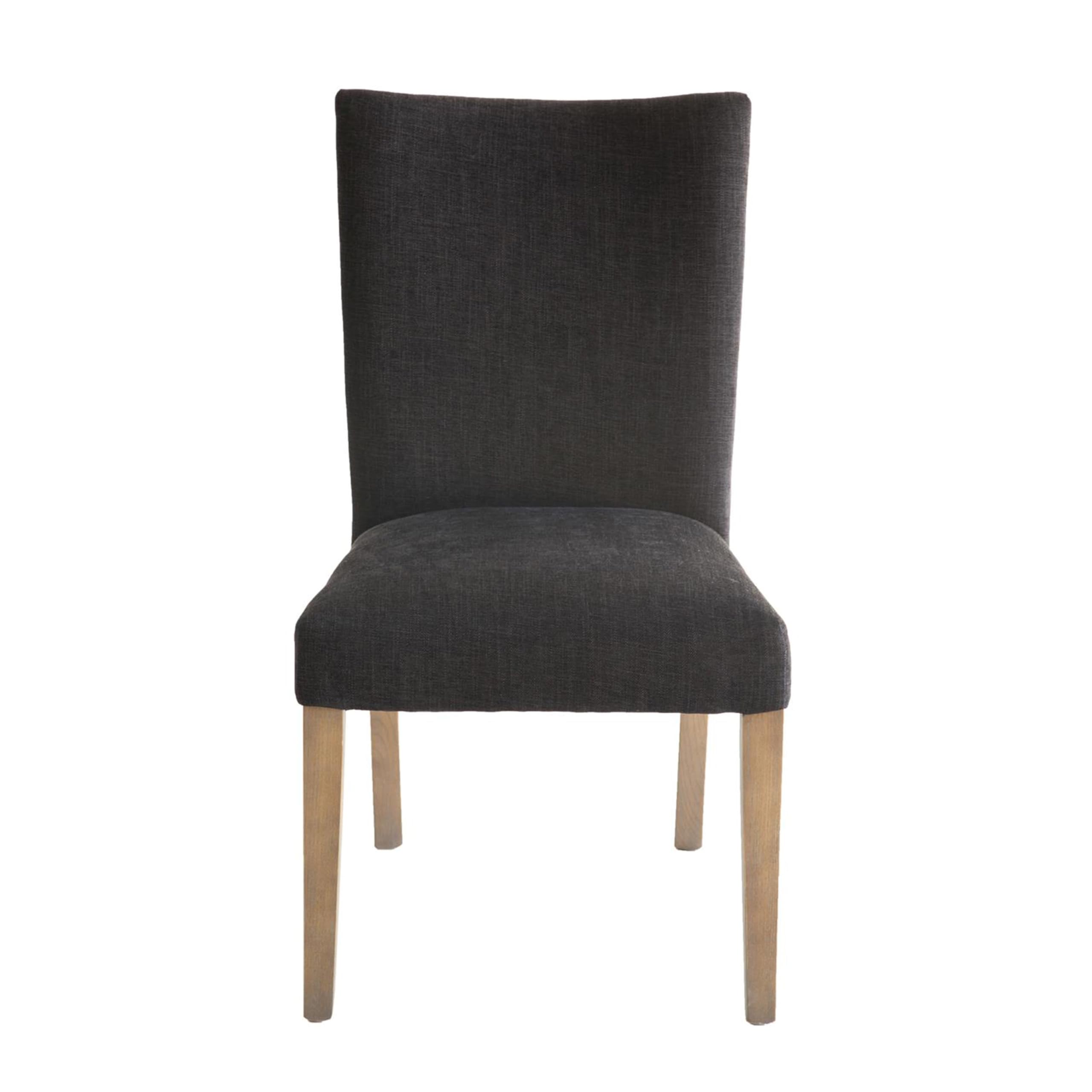 Zeus Dining Side Chair Set of 2, Black Fabric, Gray Tapered Legs