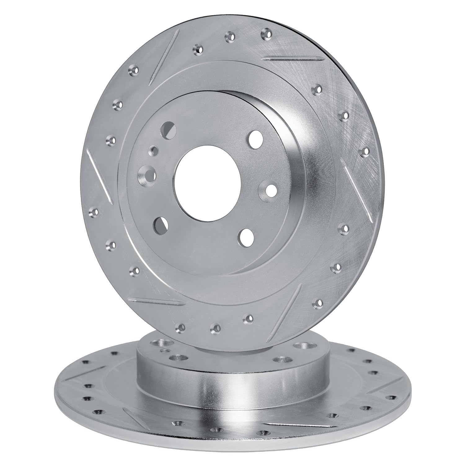 R1 Concepts Drilled and Slotted Silver Disc Brake Rotor Set WGPN1-80074