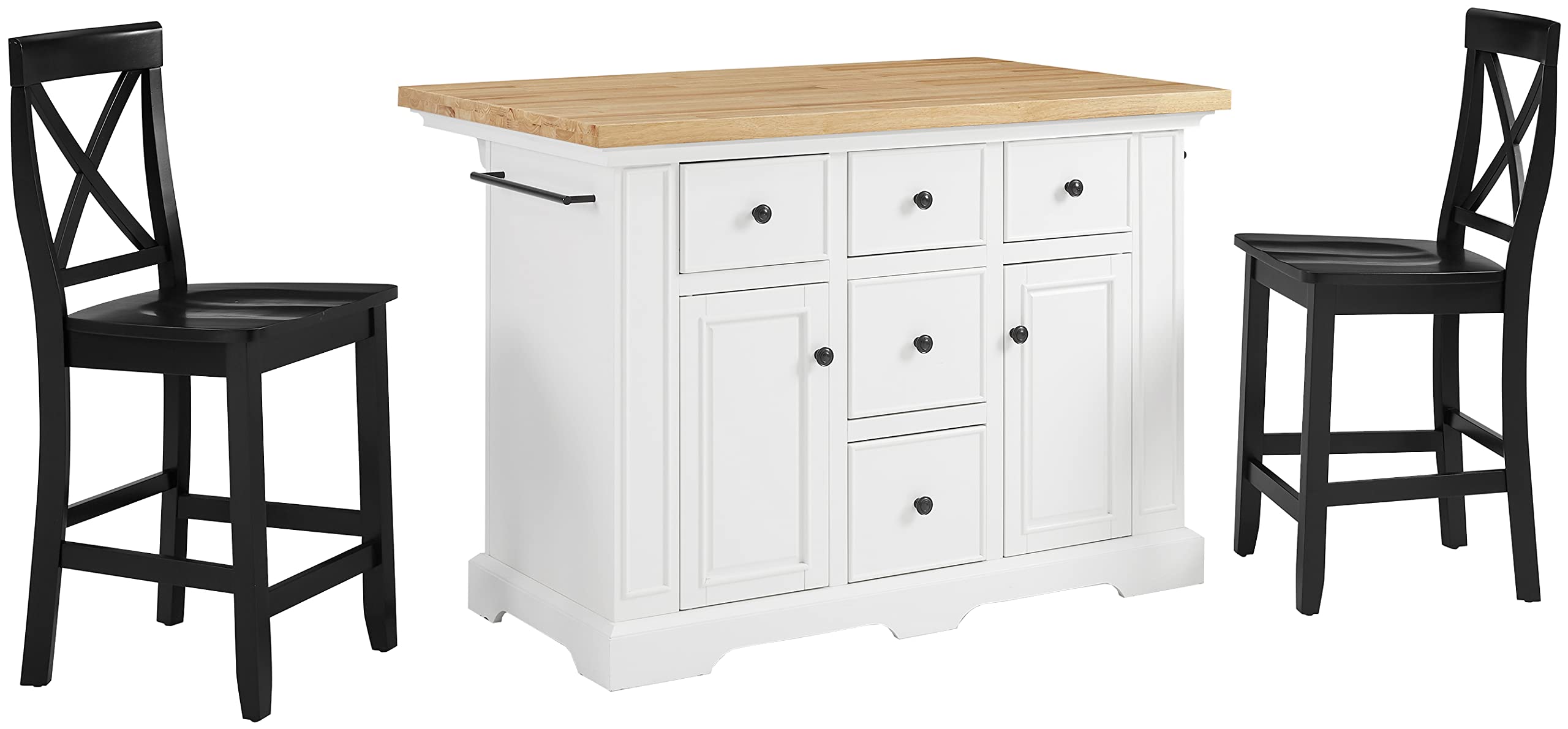 Julia Wood Top Island W/X-Back Stools