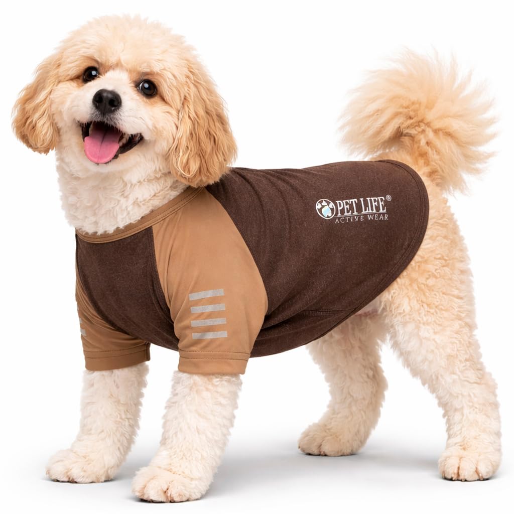 Pet Life  Active Hybreed 4-Way Stretch Two-Toned Performance Dog T-Shirt, Brown W/ Brown - X-Large