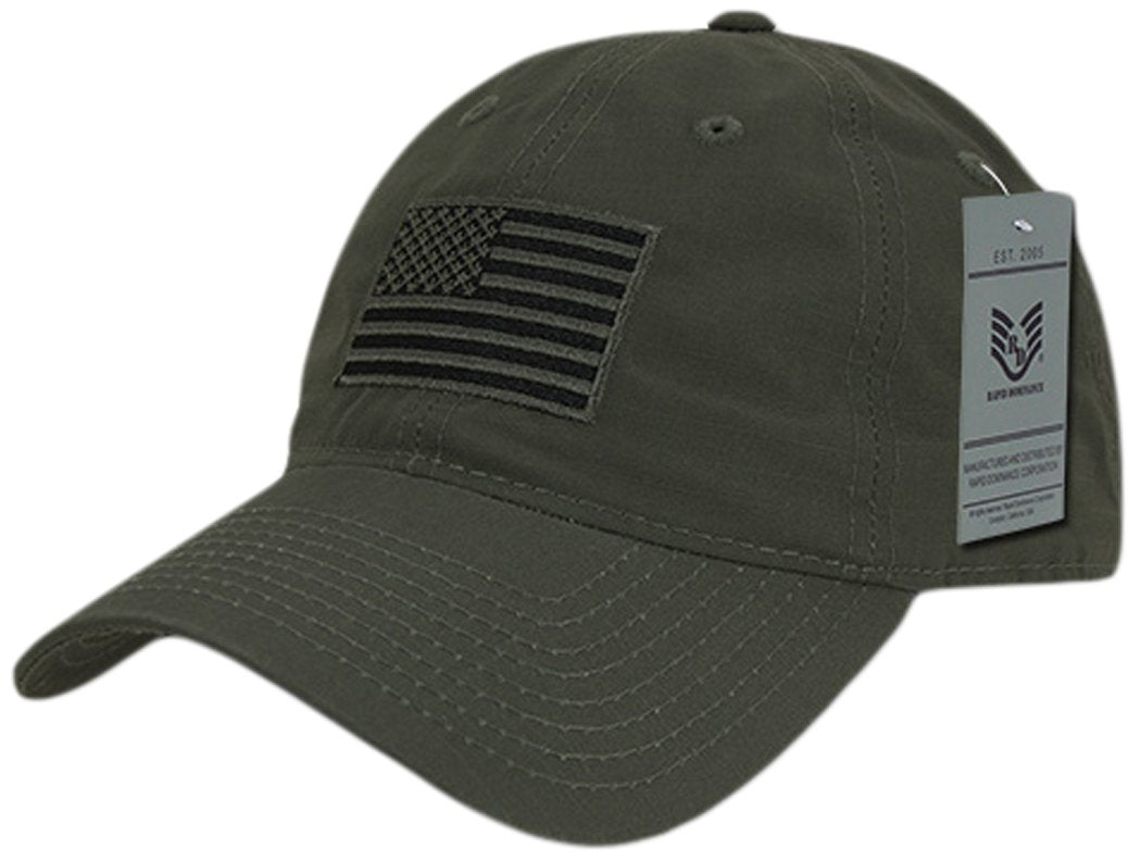 Relaxed Ripstop Cap, USA Flag, Olive