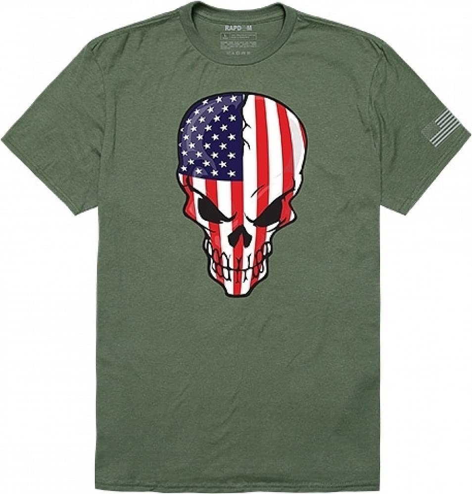 Tactical Graphic T, Skull Flag, OLV, XL