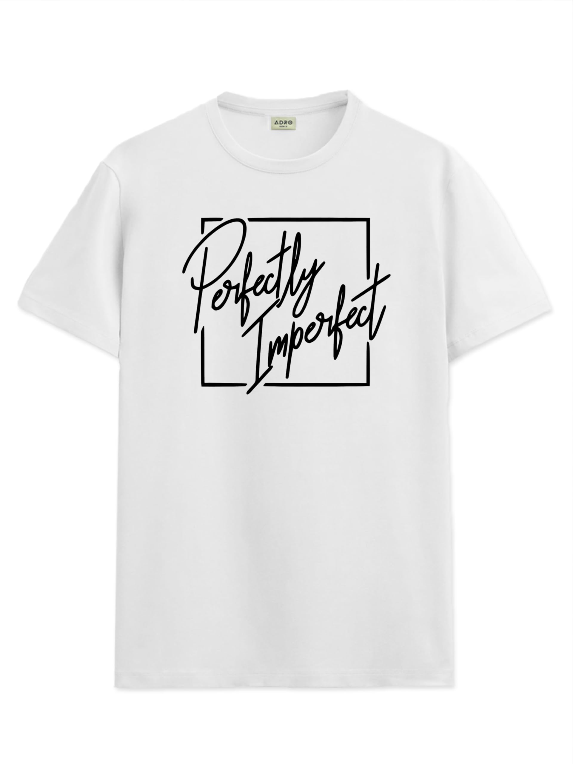 ADRO Mens Printed T Shirt - Premium Cotton Graphic Printed Tshirt - White T-Shirt - RN24-FECT-WH-2XL