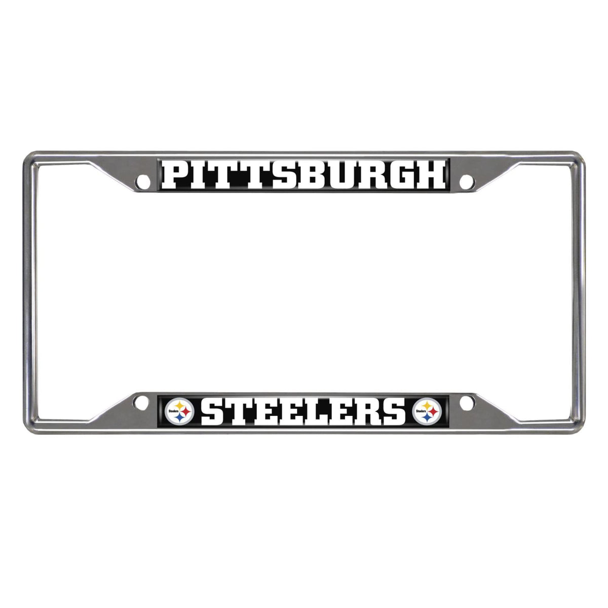 Fanmats 17212 Pittsburgh Steelers Chrome Metal License Plate Frame, Team Colors, 6.25In X 12.25In