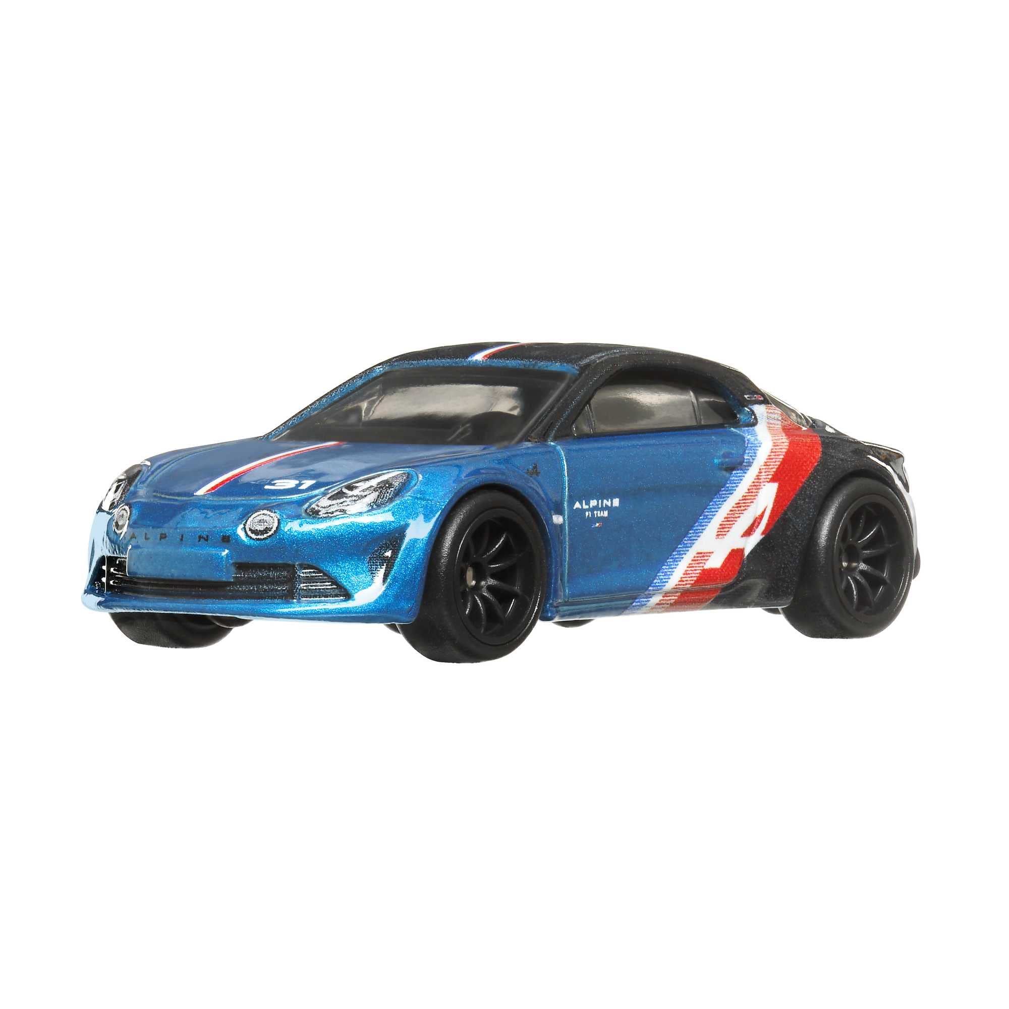 Alpine A110 Blue Metallic and Black with Graphics Auto Strasse Series Diecast Model Car by Hot Wheels
