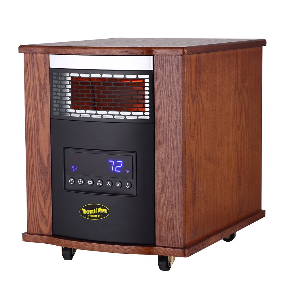 Thermal Wave by SUNHEAT TW1500-UV With UV Germicidal Air Purification Infrared Heater with Remote Control - Modern Oak