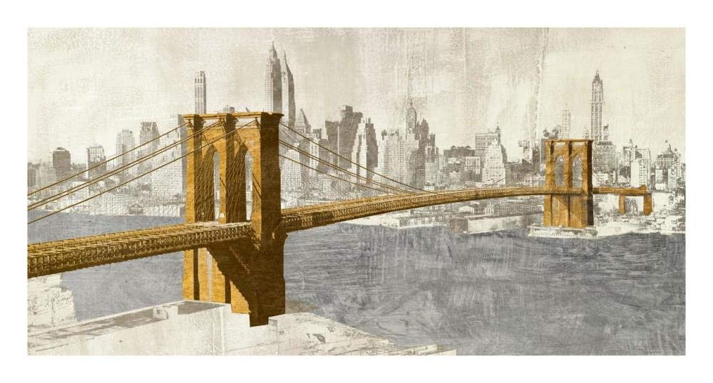 Gilded Brooklyn Bridge-Paper Art-26x14”