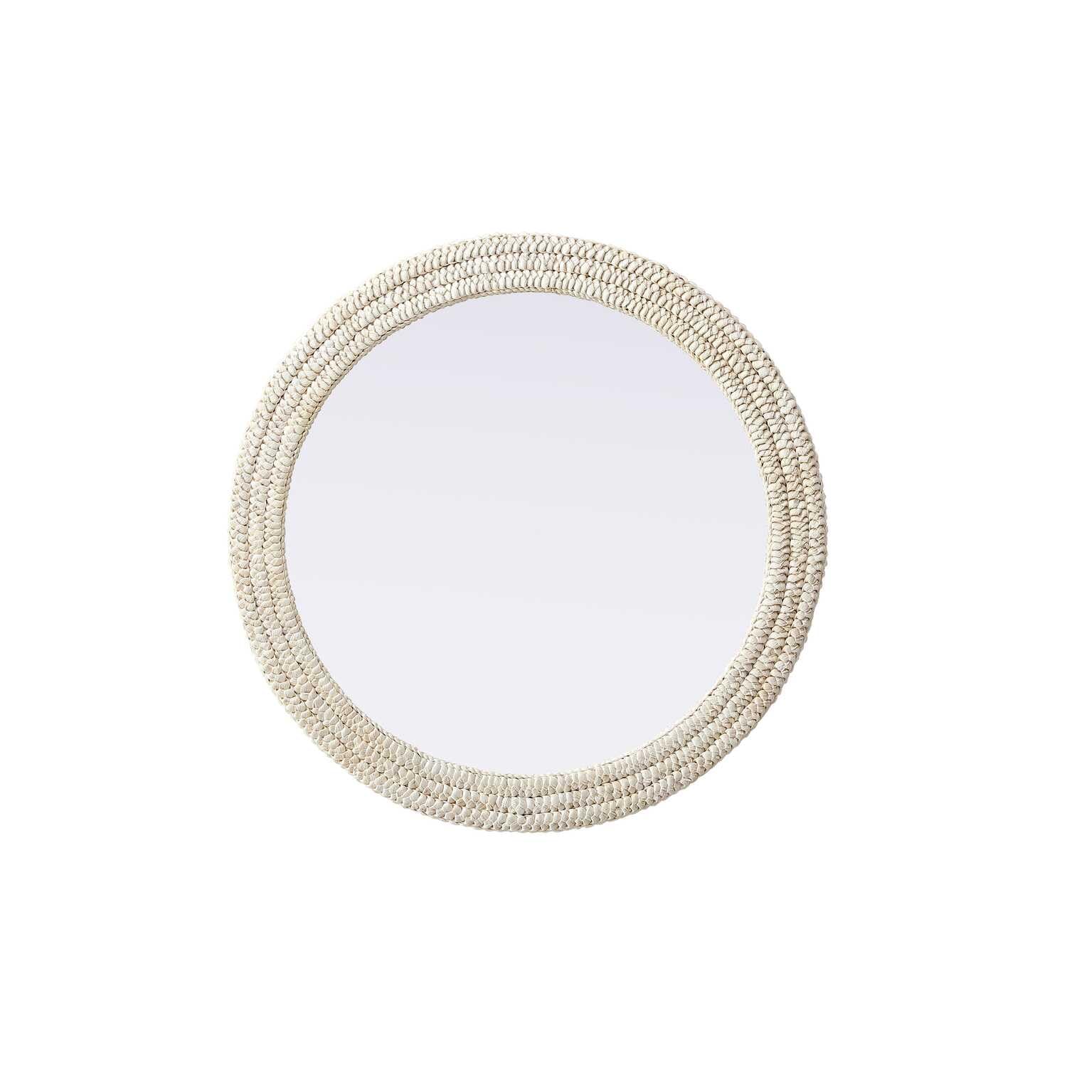 Round Cornhusk Mirror 36x36 in Linen White