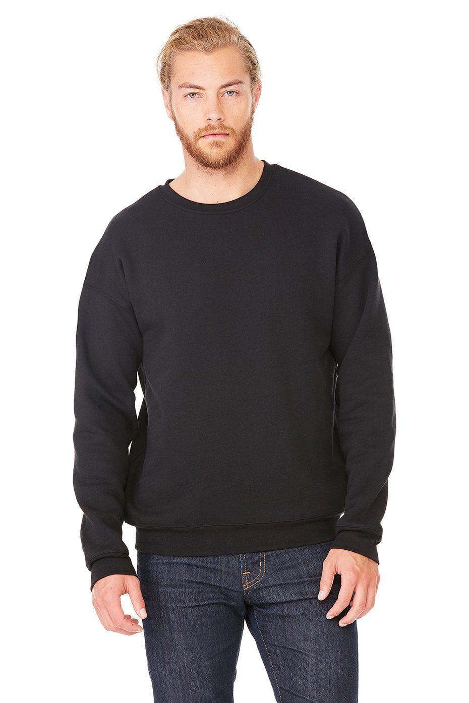 BELLA + CANVAS Unisex Sponge Fleece Drop Shoulder Crewneck Sweatshirt - Black, XL