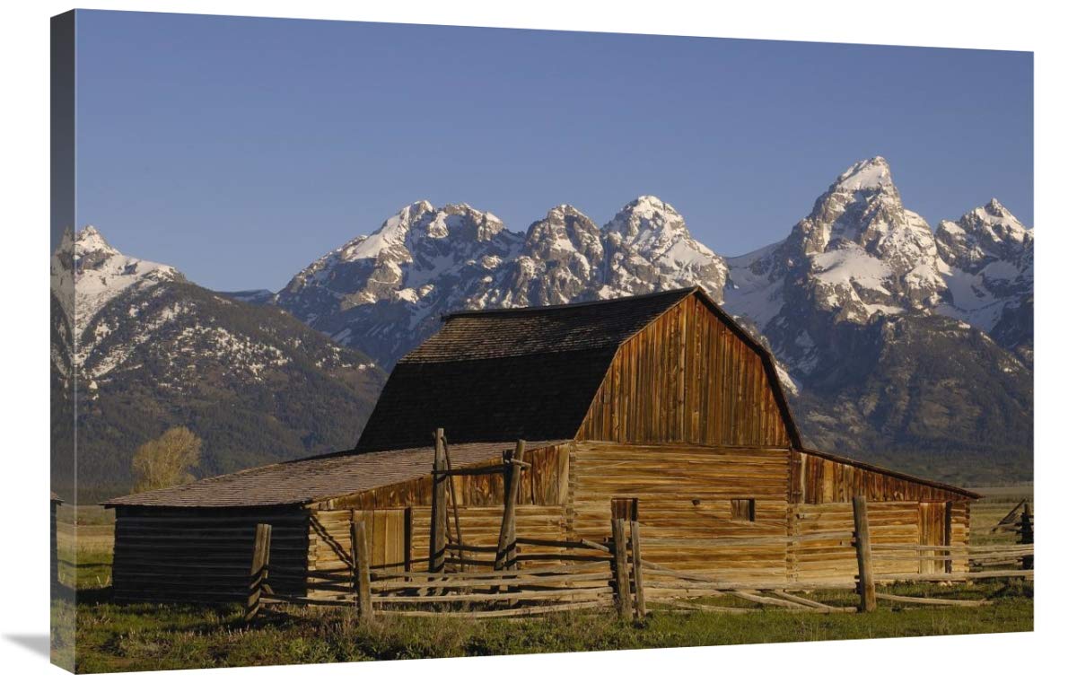 Cunningham Cabin in front of Grand Teton Range, Wyoming-Canvas Art-36x24”