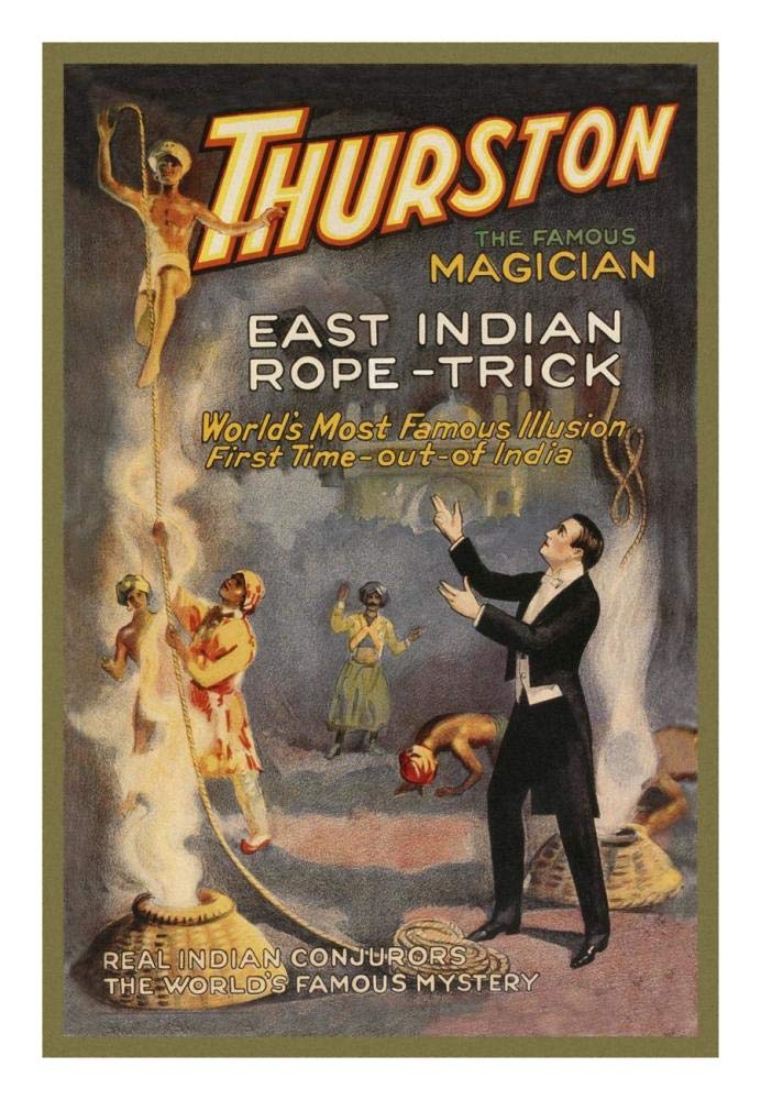 Magicians: East Indian Rope Trick: Thurston the Famous Magician-Paper Art-18x26”
