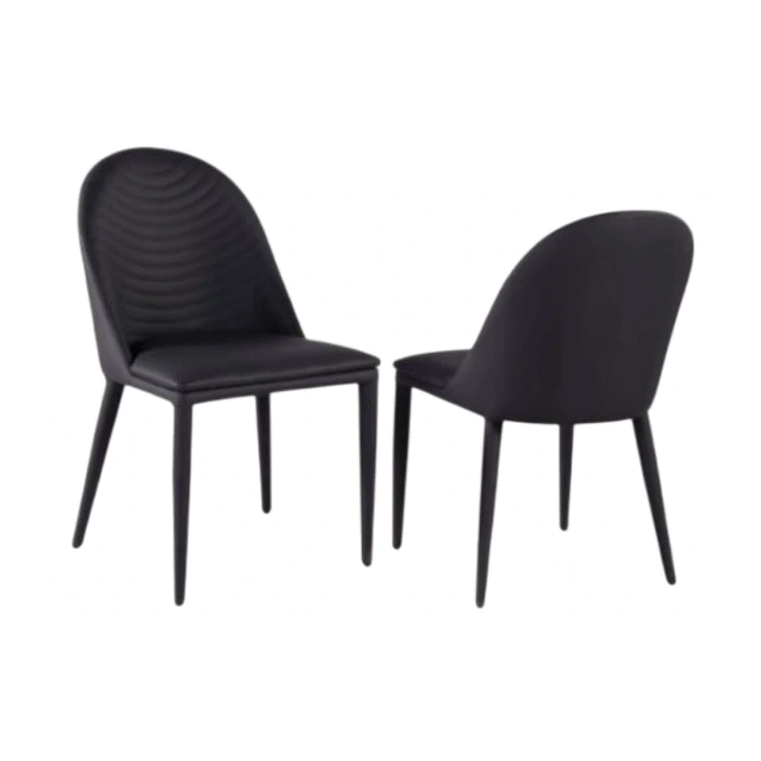 Envik Side Dining Chair Set of 2, Black Metal, Faux Leather, Foam Cushions
