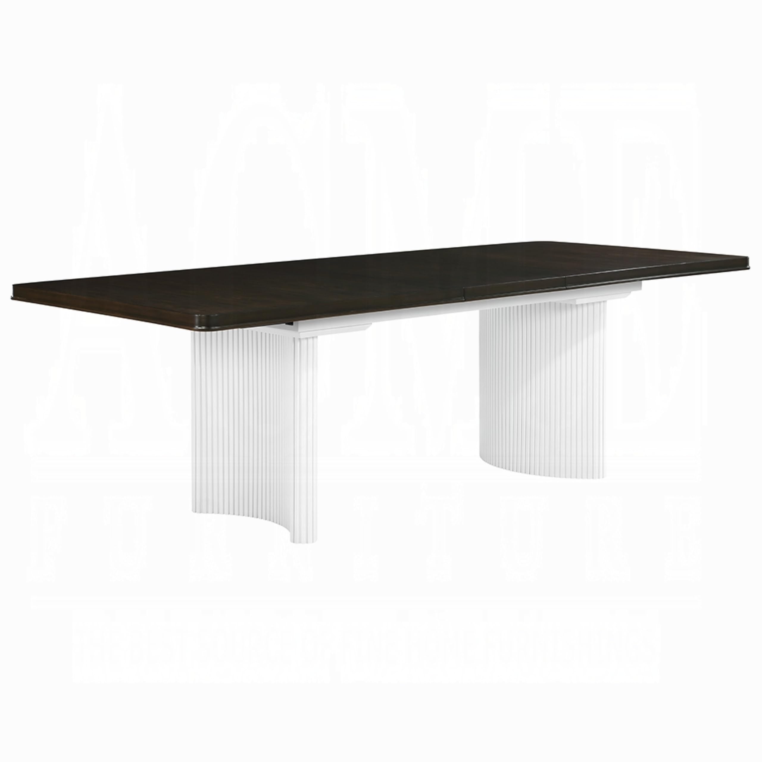 Aren Extendable Dining Table, Double Pedestal, Brown White, 78-96 Inch