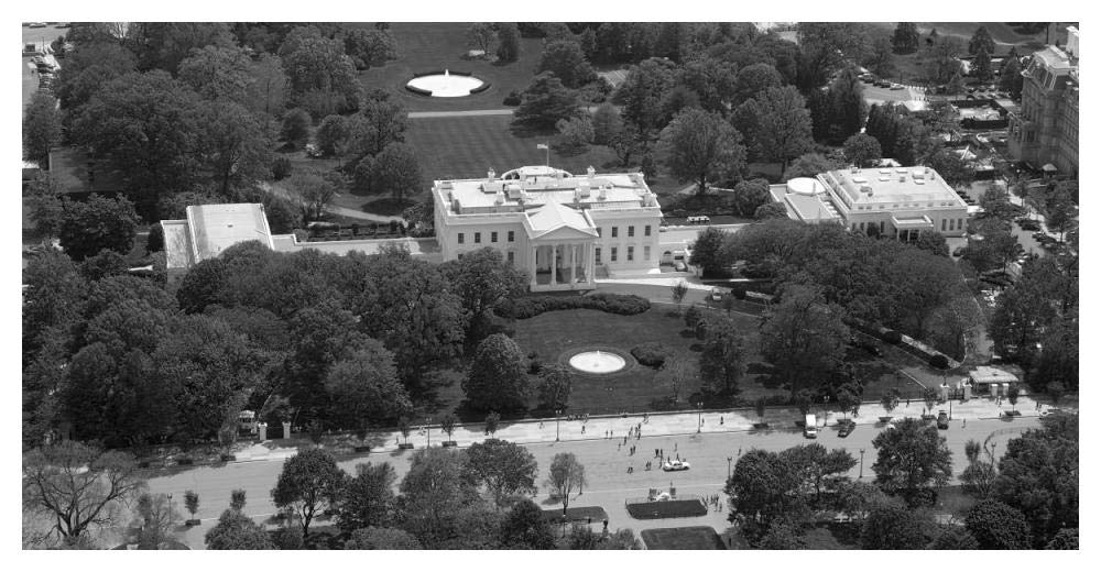 Aerial view of the White House, Washington, D.C. - Black and White Variant-Paper Art-50x26”
