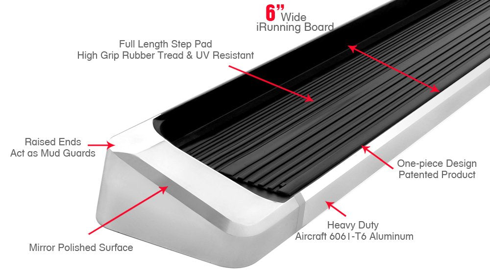 2009-2018 Dodge Ram 1500 Quad Cab 6061 Aircraft Aluminum Polish finishing iRunning Board