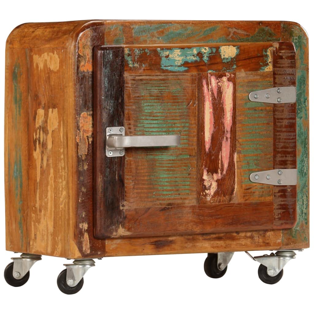 Vidaxl Brand, Solid Reclaimed Wood Bedside Cabinet, Classic Vintage Design, Hand-Crafted Nightstand, Industrial Style, Multicolour