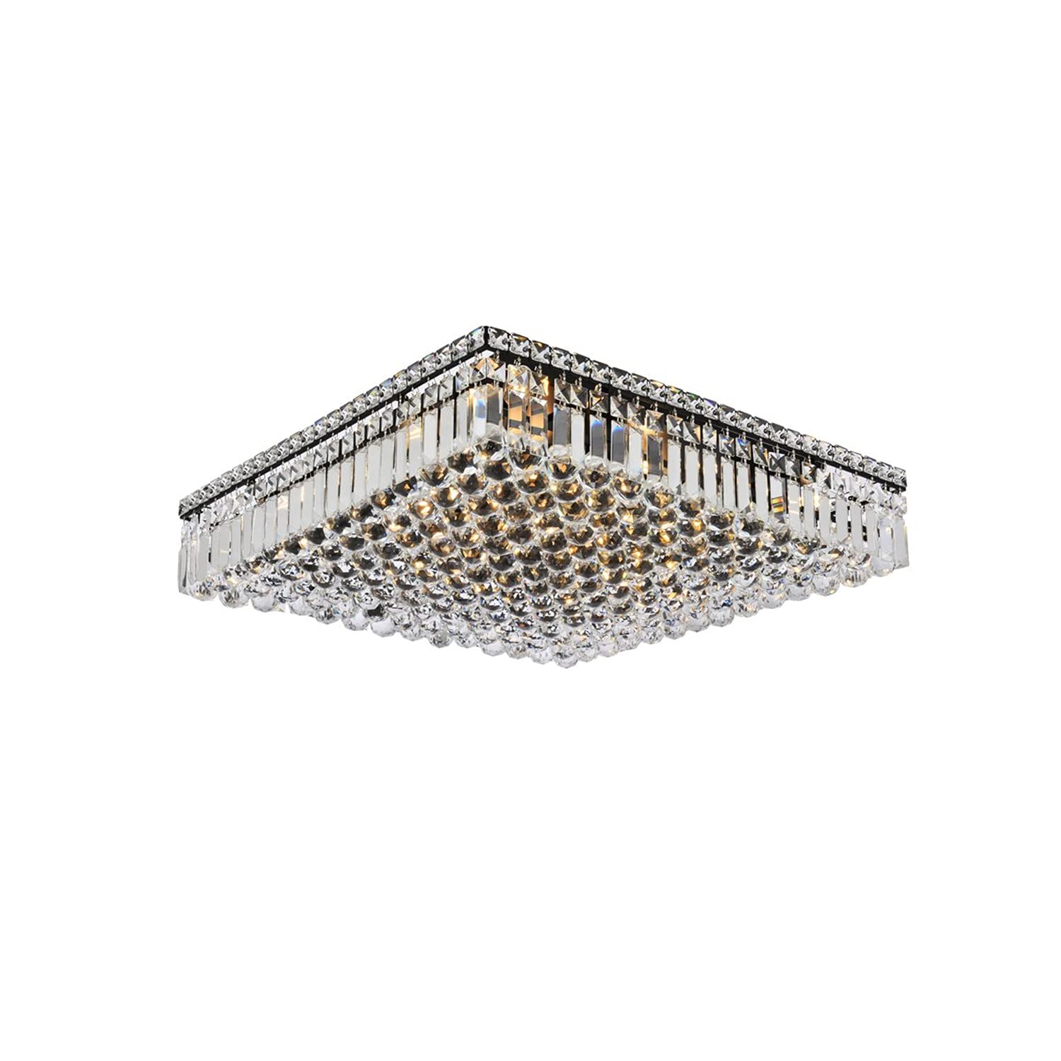 Elegant Lighting Maxime 24' Metal And Crystal Flush Mount In Black Finish