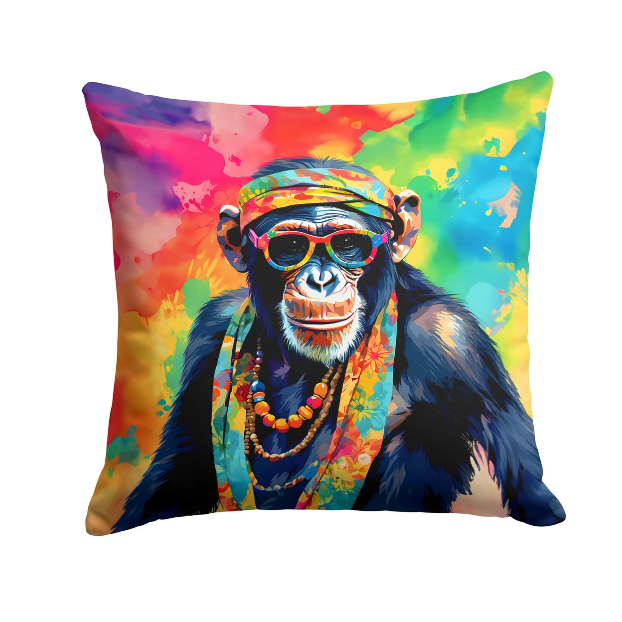 Hippie Animal Chimpanzee Throw Pillow