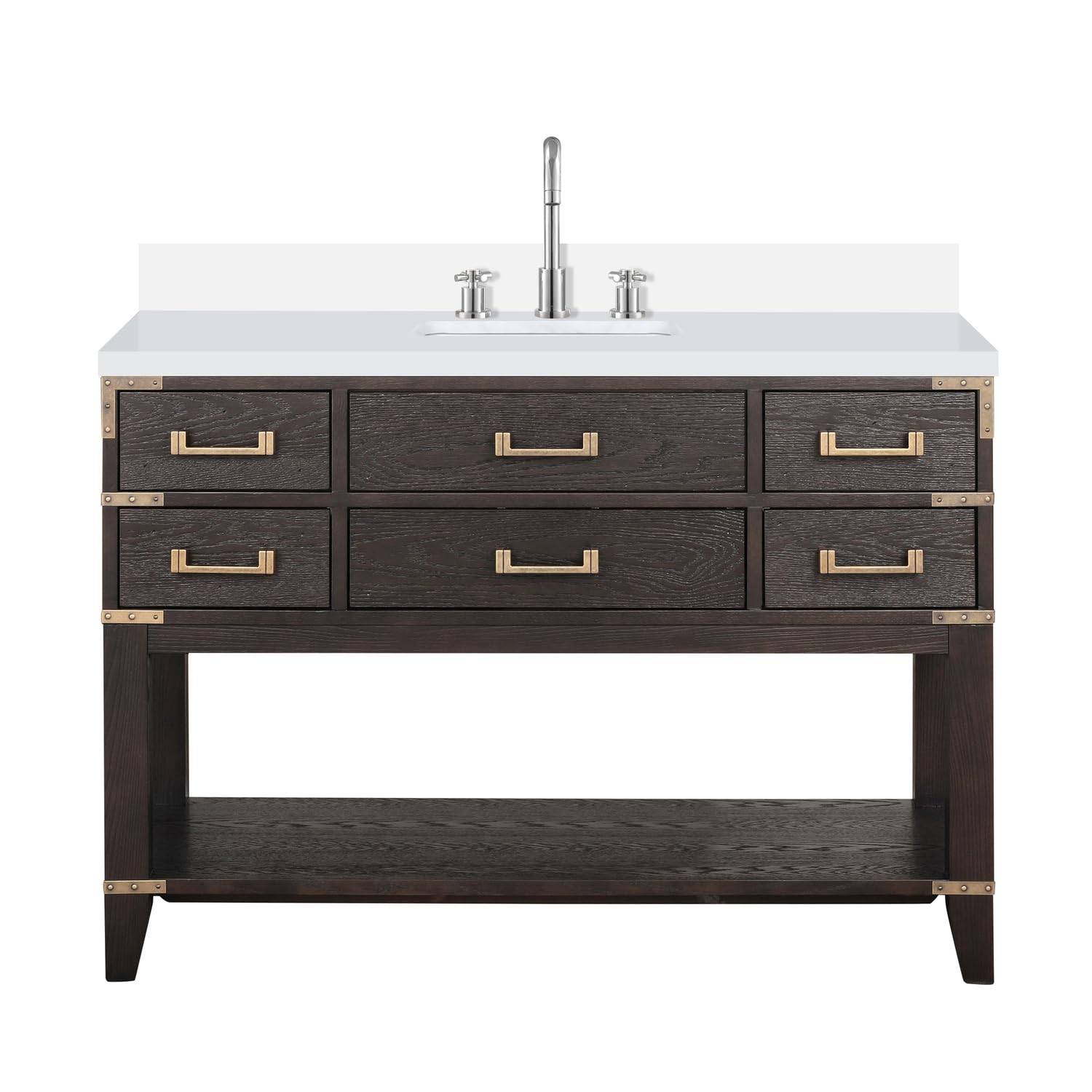 Norwalk 48 in W x 22 in D Brown Oak Single Bath Vanity, Cultured Marble Top, and Faucet Set