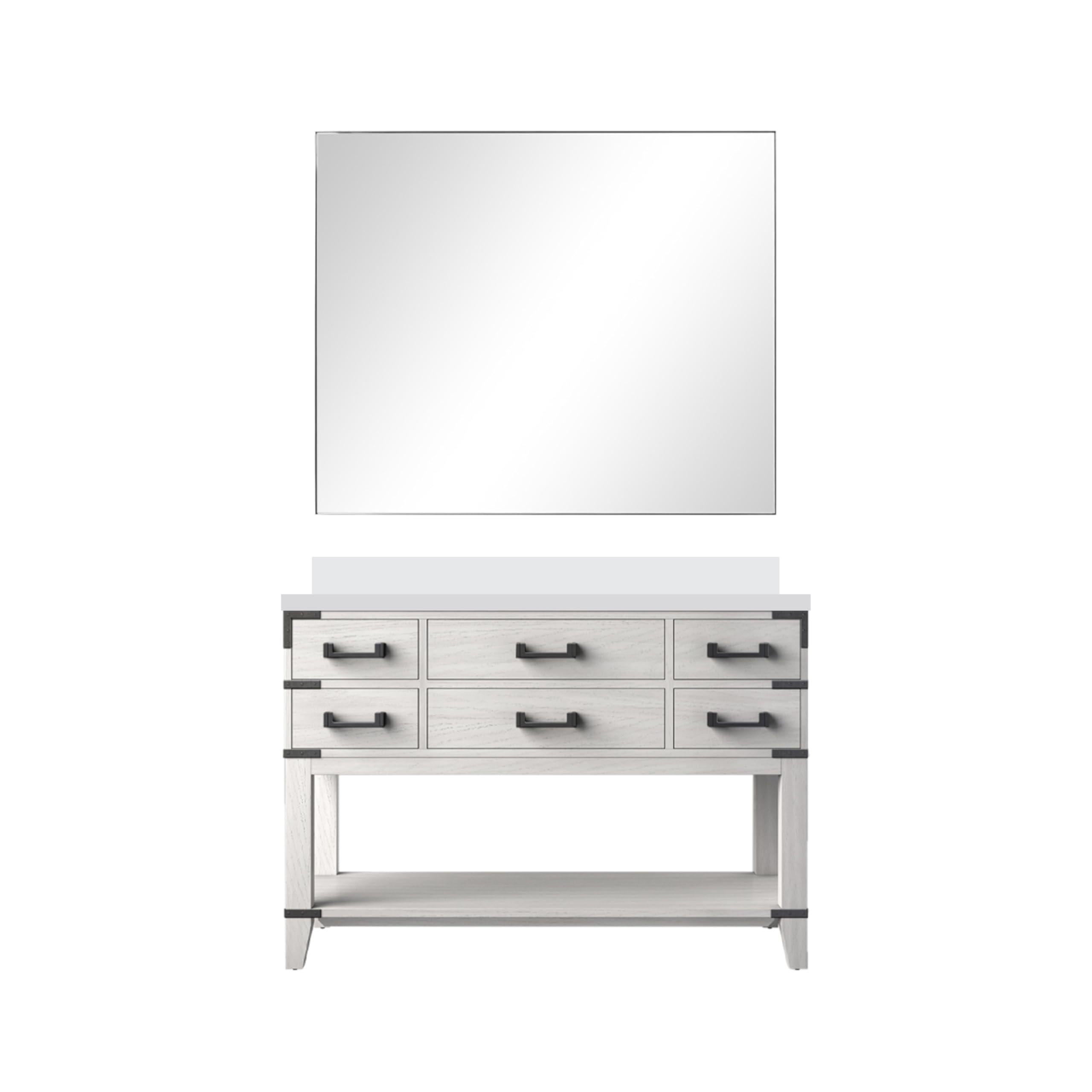Norwalk 48 in W x 22 in D White Oak Single Bath Vanity, Cultured Marble Top, and 46 in Mirror