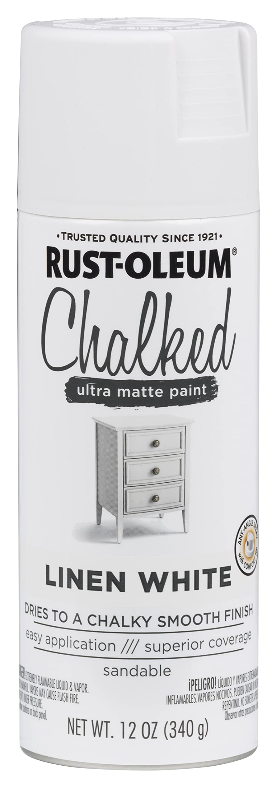 Rust-Oleum 302591 Chalked Spray Paint, 12 Oz, Linen White Ultra Matte, 12 Ounce (Pack Of 1)
