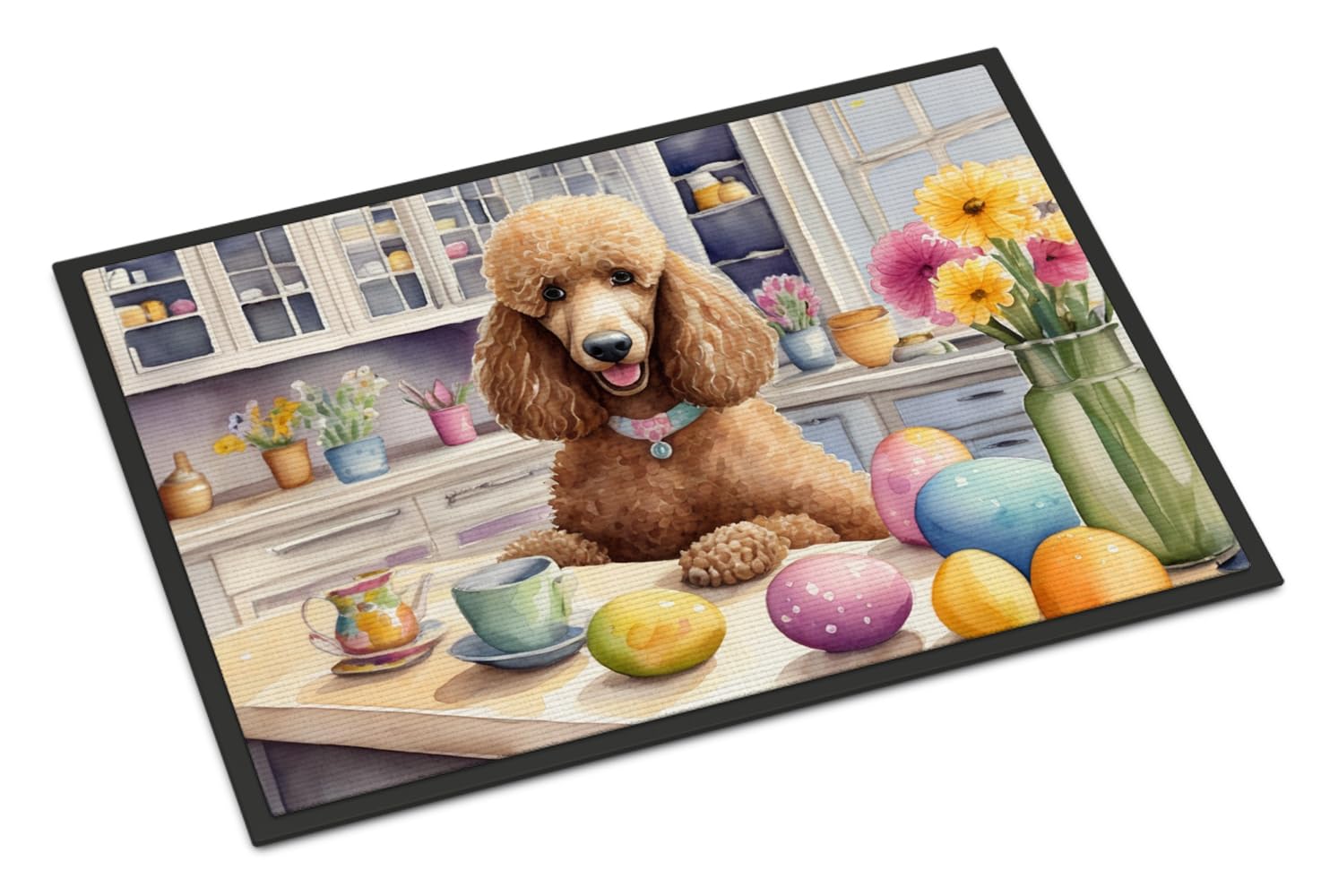 Carolines Treasures DAC6880JMAT Decorating Easter Poodle Doormat Front Door Mat Indoor Outdoor Rugs for Entryway, Non Slip Washable Low Pile, 24H X 36W