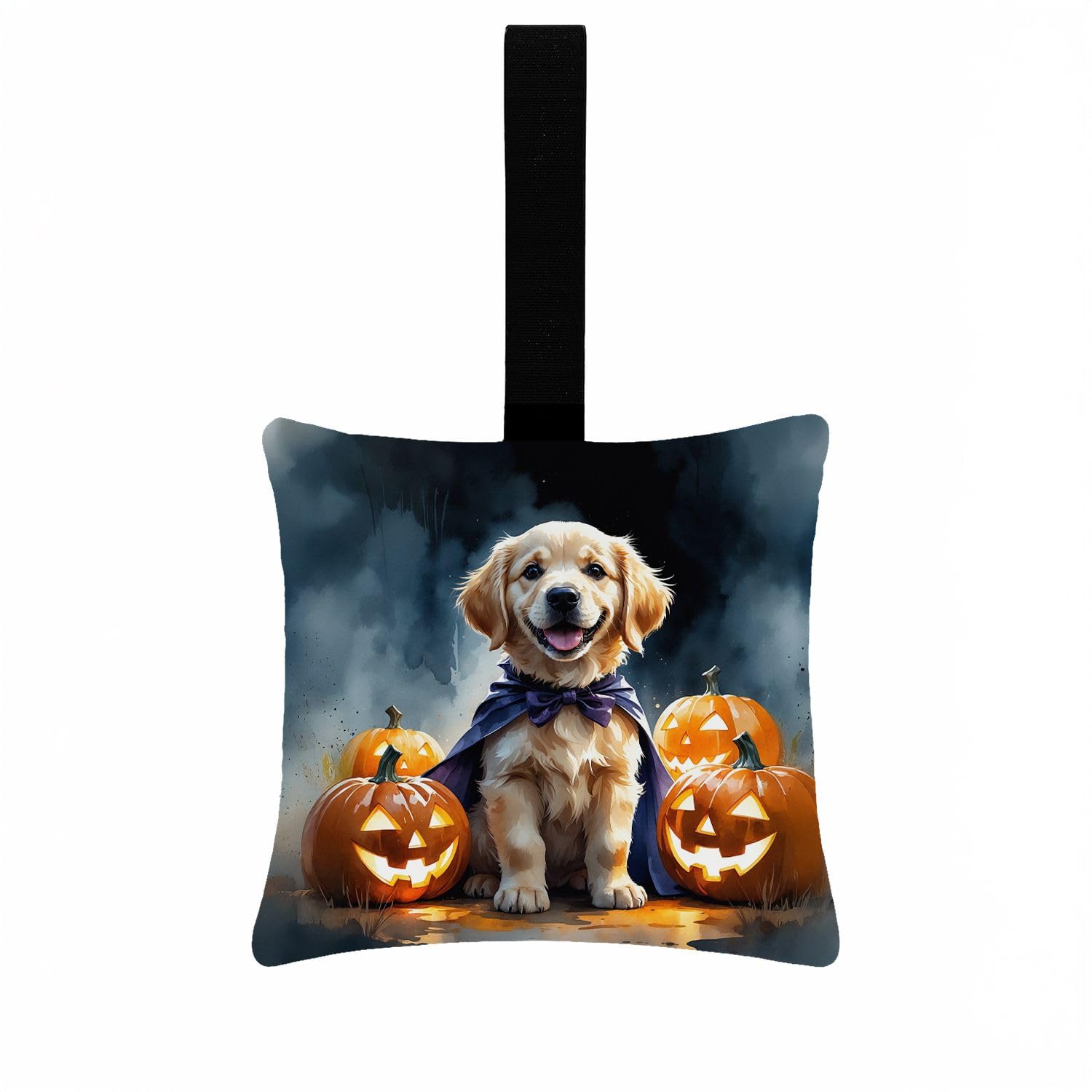 Carolines Treasures Golden Retriever Puppy Halloween Mini Hanging Pillow Ornament 3.5  3.5 Decorative Door-Knob & Tree Hanger, Soft Fabric Cushion
