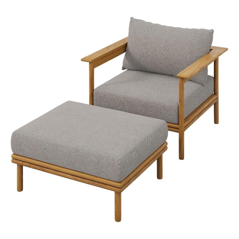 Wren Outdoor Patio Teak Wood Armchair and Ottoman Set by Modway