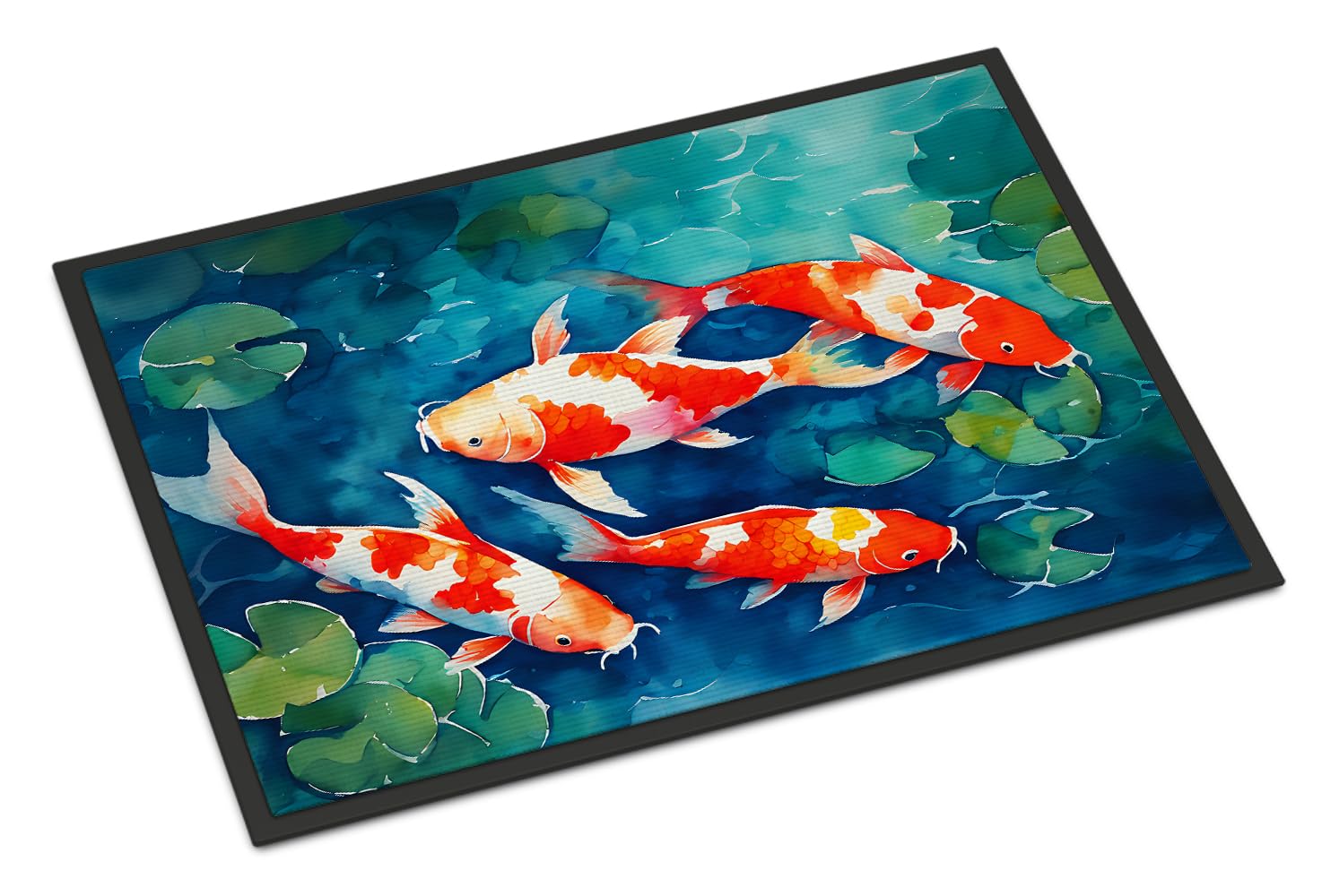 Carolines Treasures DAC2800MAT Koi Fish Doormat Front Door Mat Indoor Outdoor Rugs for Entryway, Non Slip Washable Low Pile, 18H X 27W