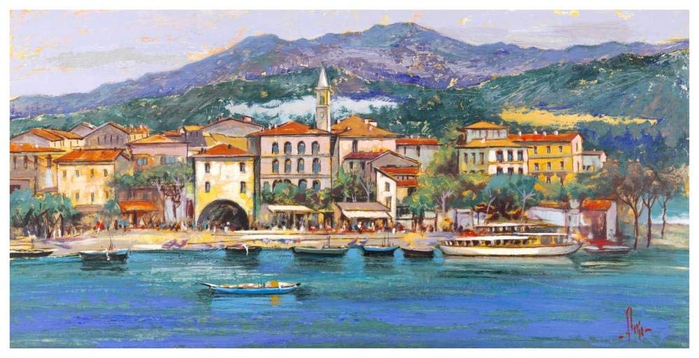 Paese sul Lago-Paper Art-74x38”