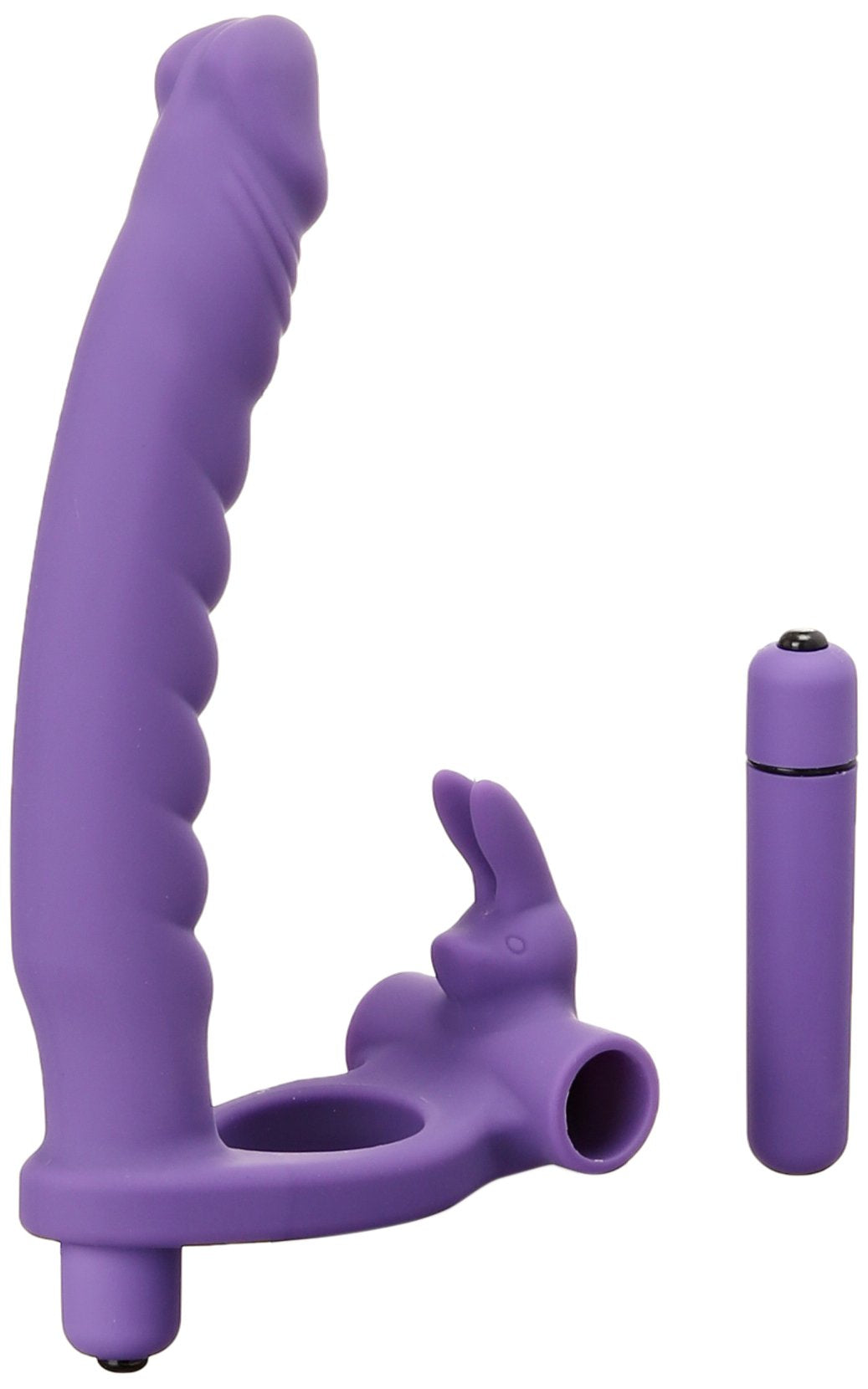 Double Delight Dual Penetration Vibrating Rabbit Cock Ring